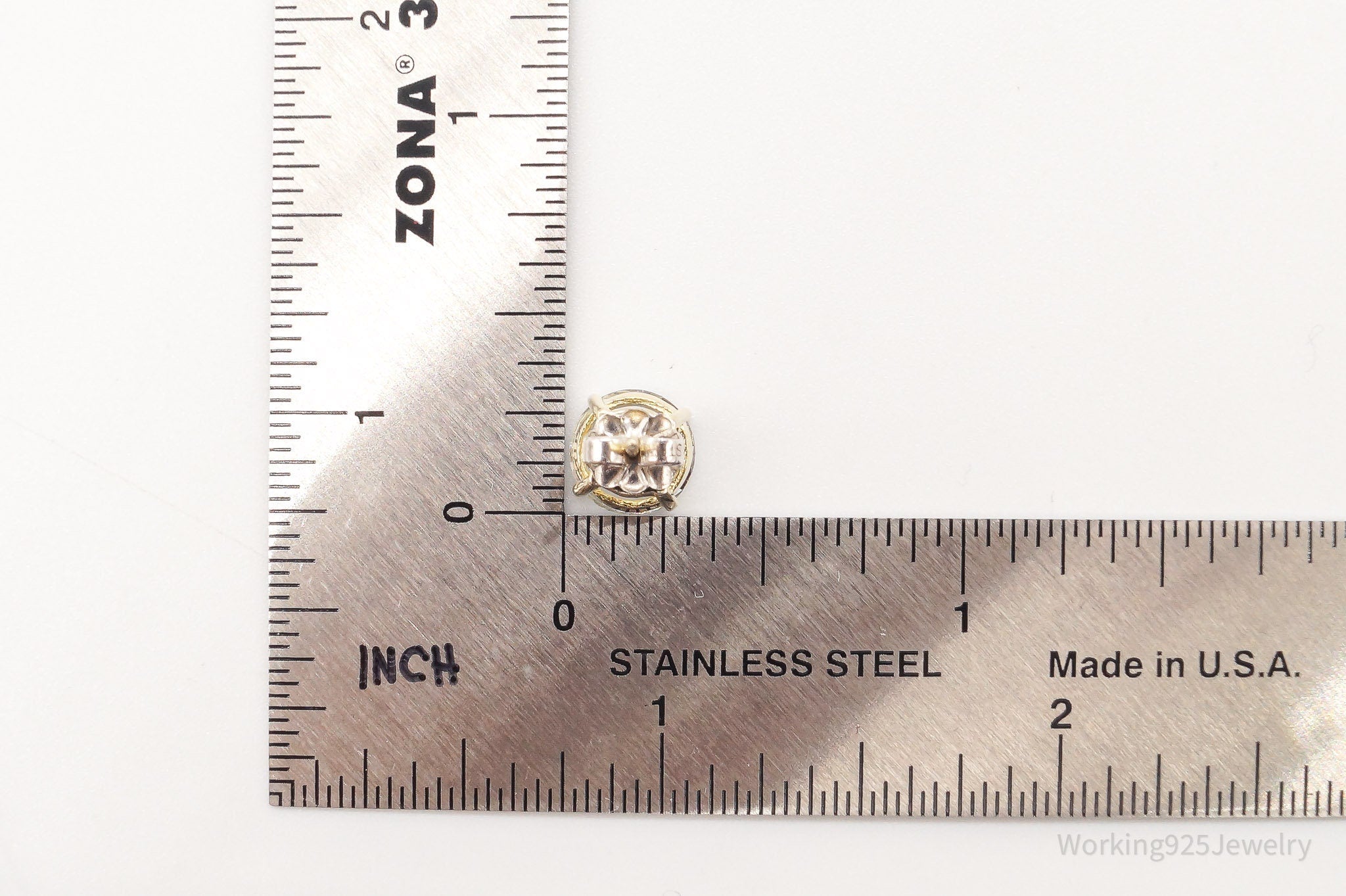 Vintage Large Cubic Zirconia Gold Vermeil Sterling Silver Earrings