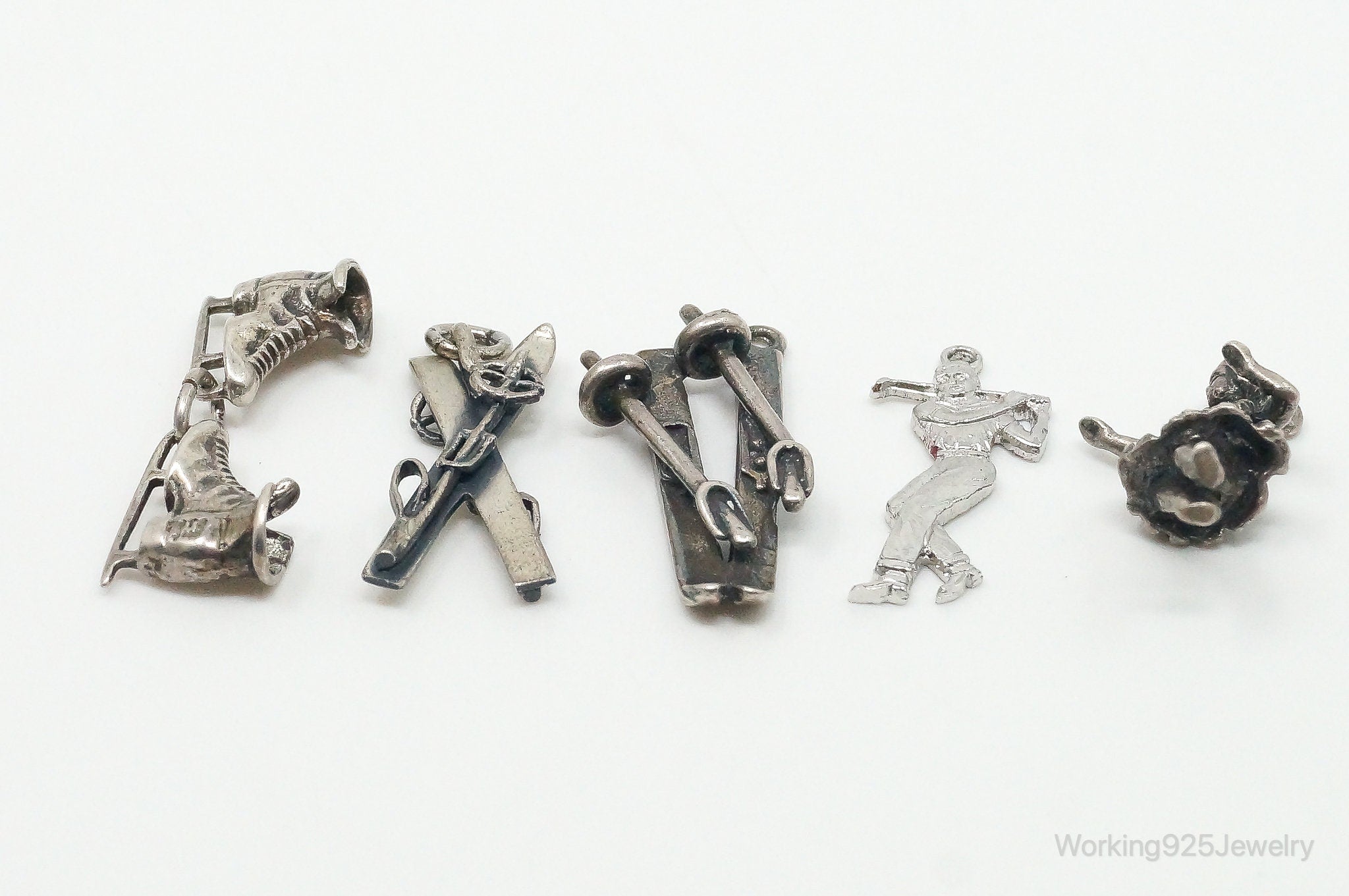 Vintage Sports Hobbies Sterling Silver Charms Lot