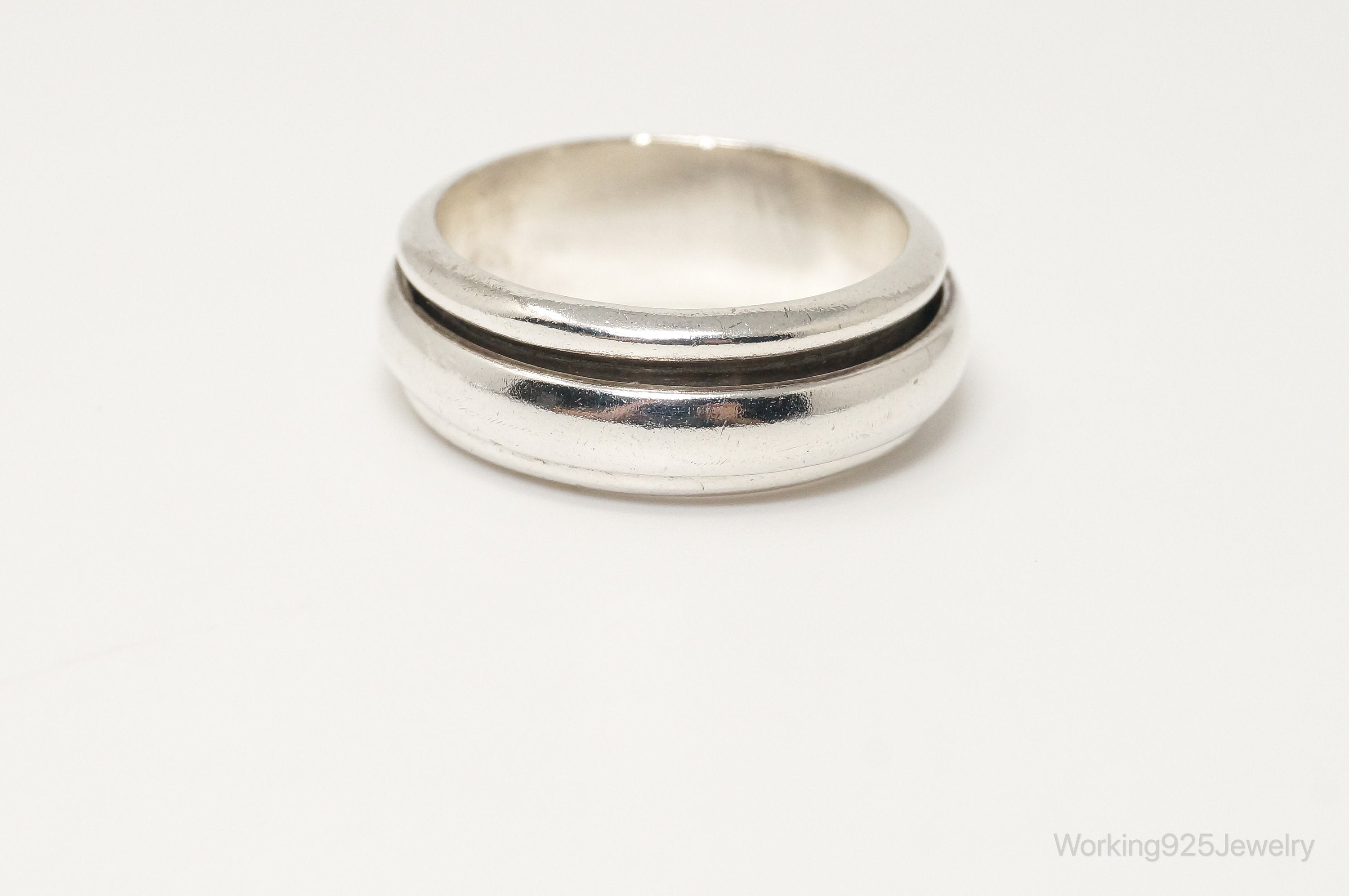 Vintage Mexico Modern Sterling Silver Spinner Ring - Sz 10.5