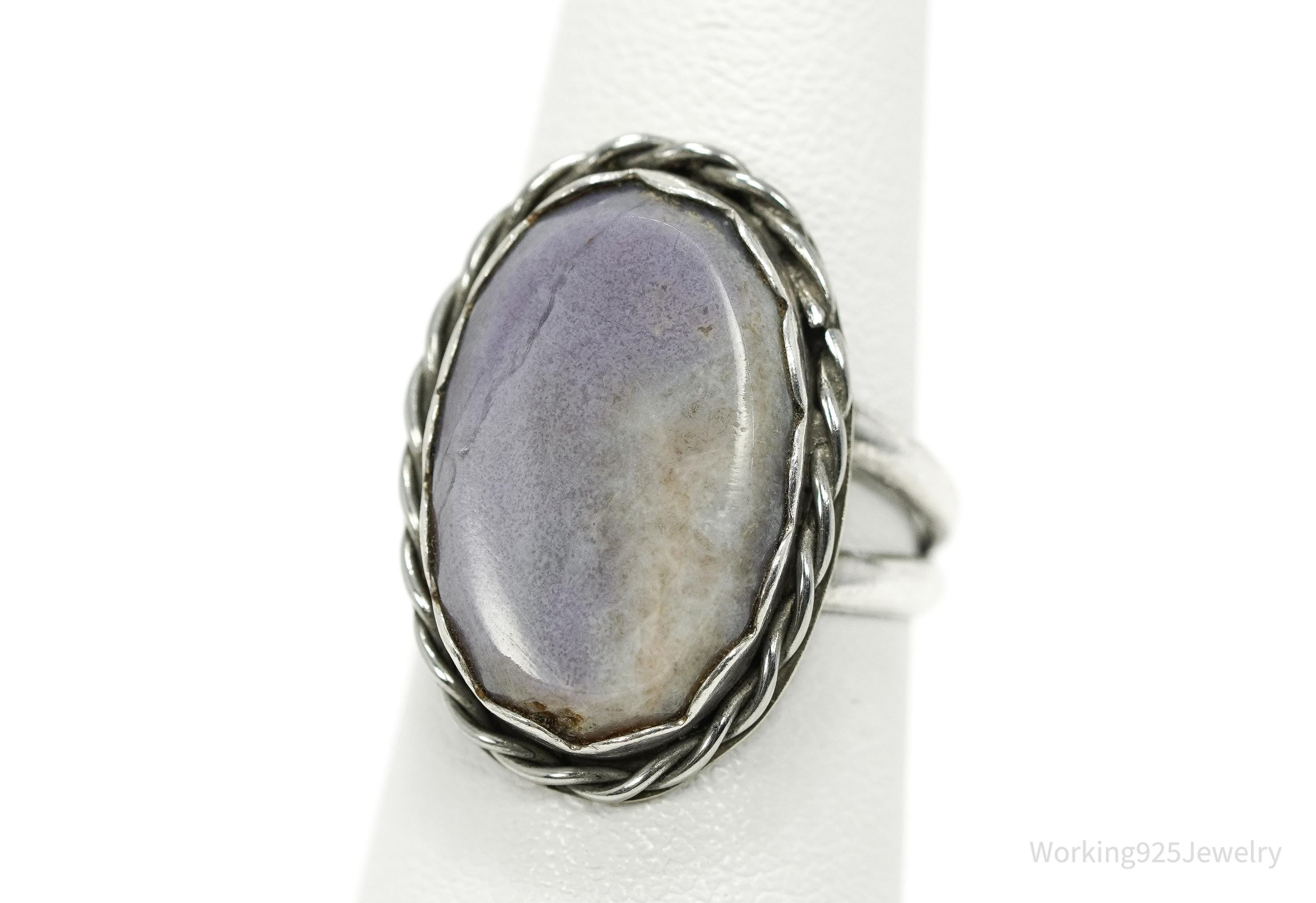 Vintage Native American Unsigned Lavender Stone Silver Ring - Size 6.25