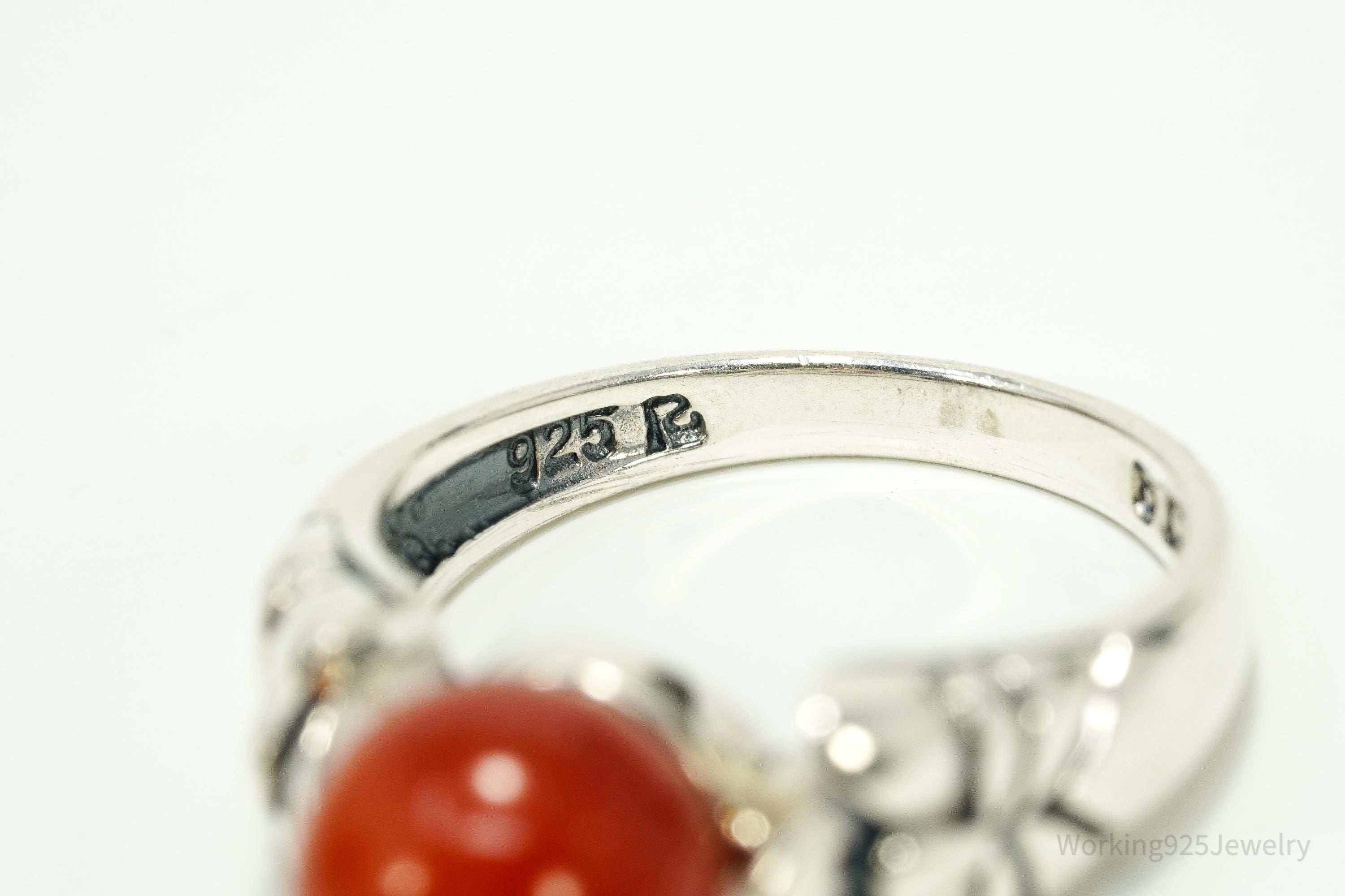 Vintage Ross Simons Red Jadeite Sterling Silver Ring - Size 6