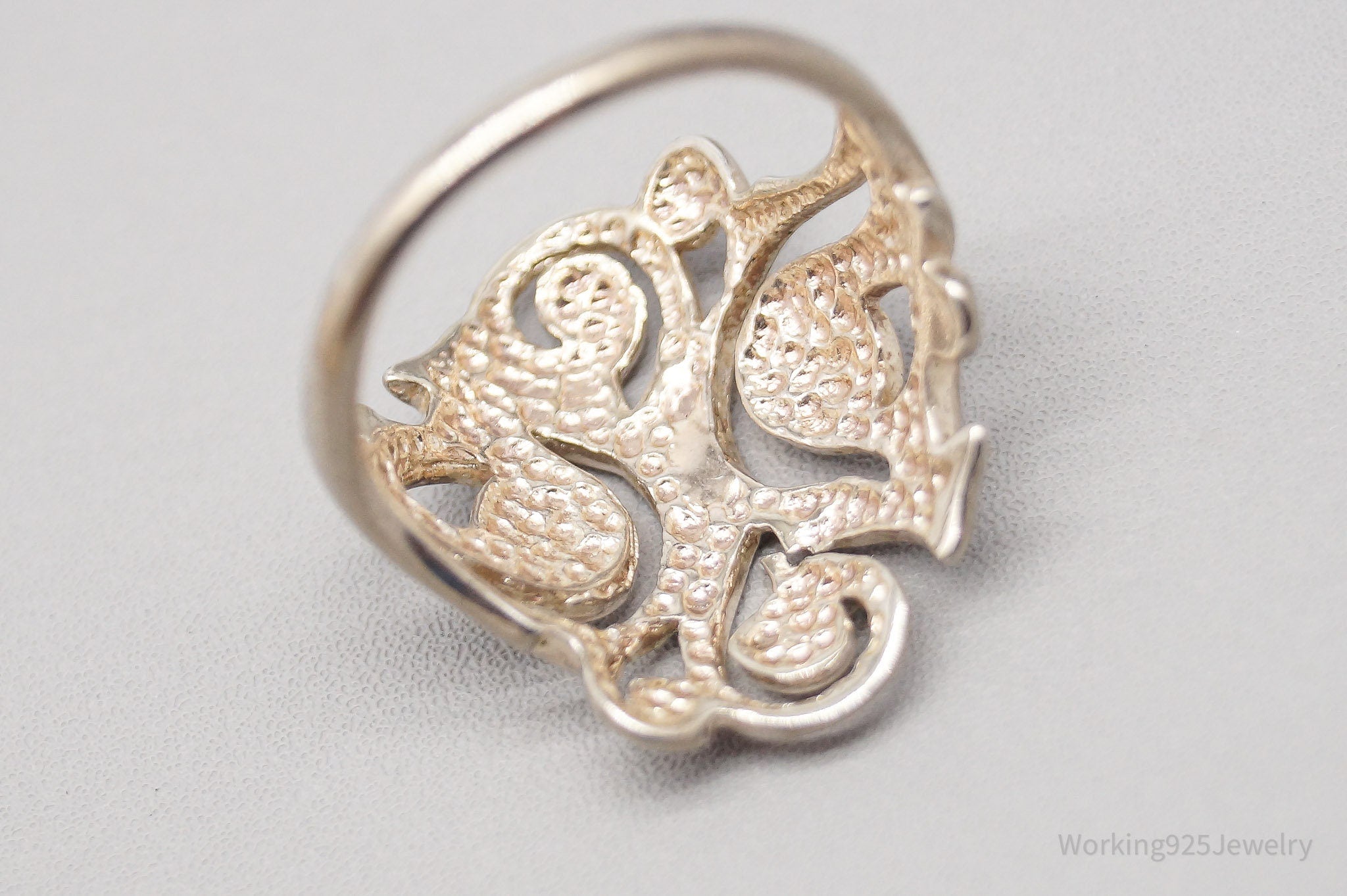 Vintage Scrolls Swirls Openwork Sterling Silver Ring - Size 8