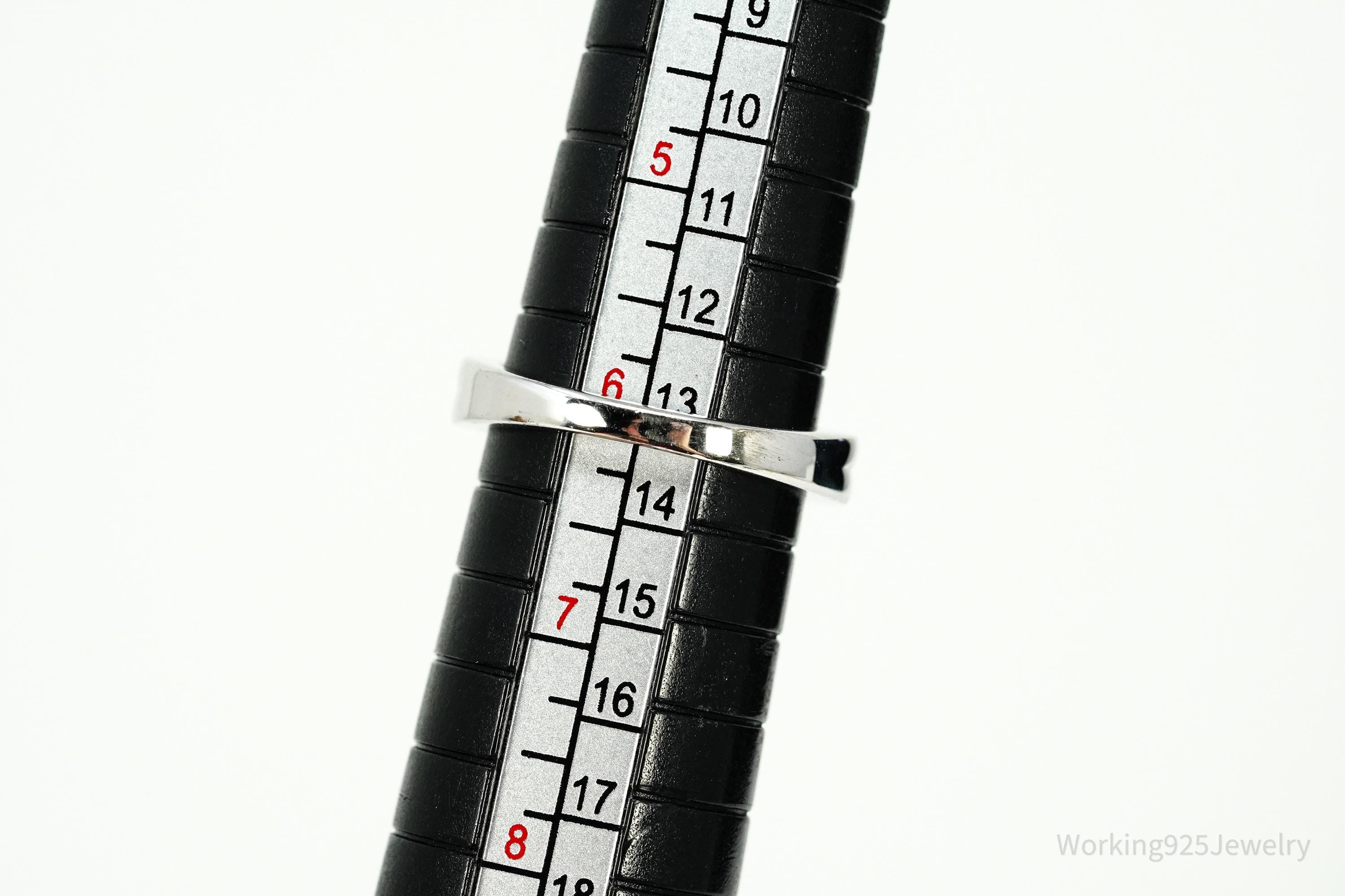 Vintage Emerald & White Topaz Sterling Silver Ring - Size 6