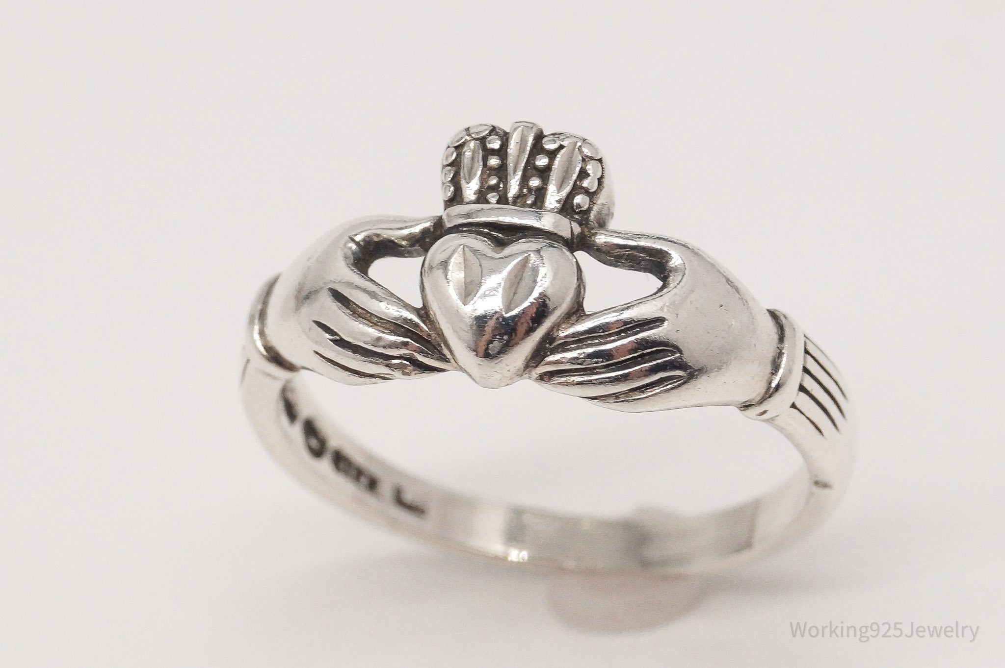 Vintage Claddagh Irish Heart Sterling Silver Ring Size 9.75