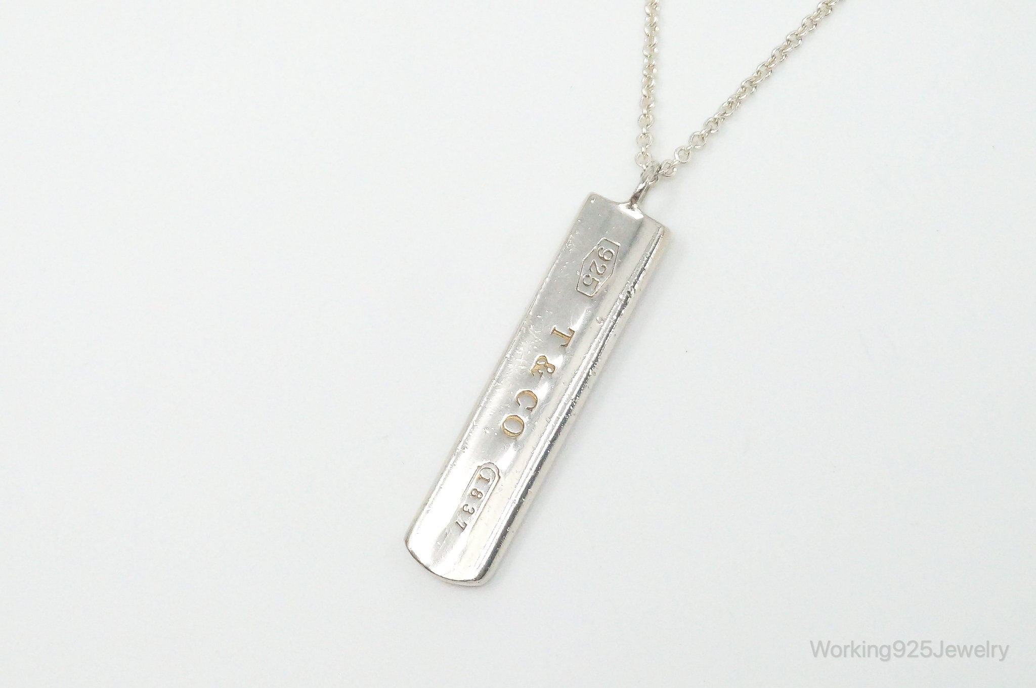 Vintage Designer Tiffany & Co 1837 Bar Sterling Silver Necklace