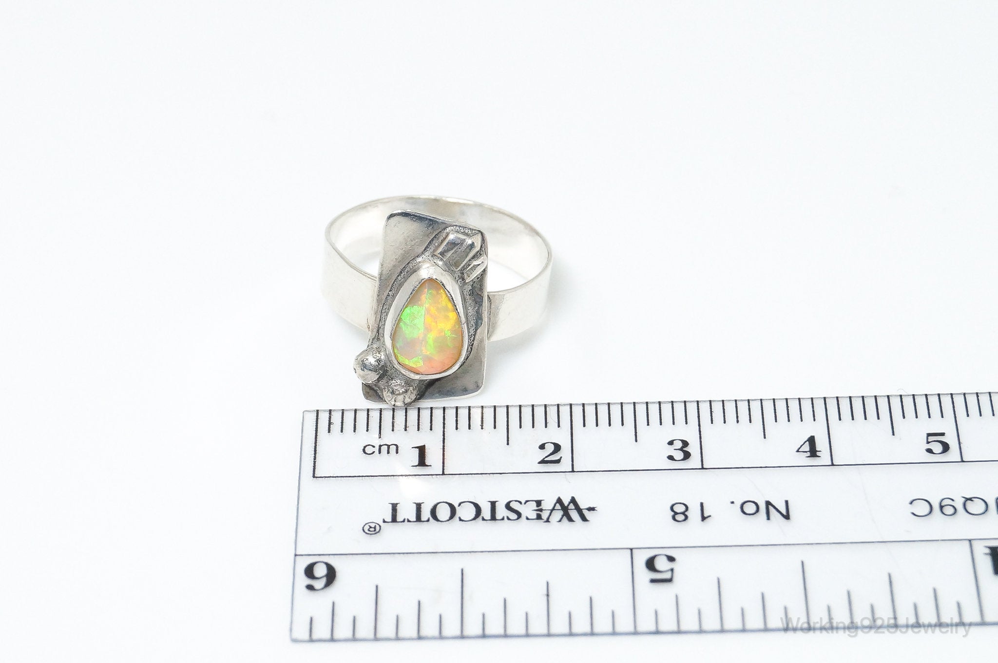 Vintage Opal Sterling Silver Ring - Size 6.75