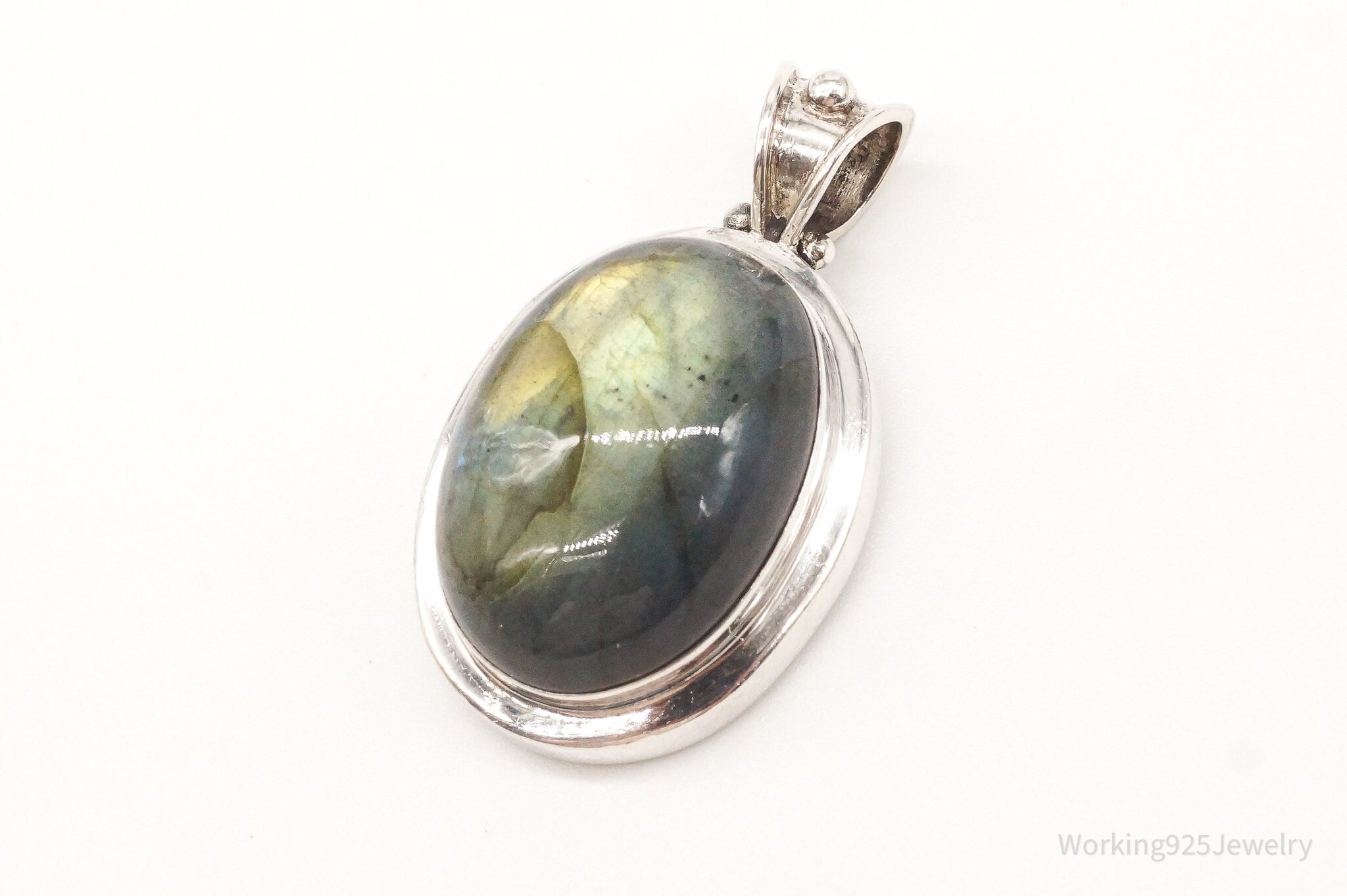 Vintage Large Labradorite Sterling Silver Pendant