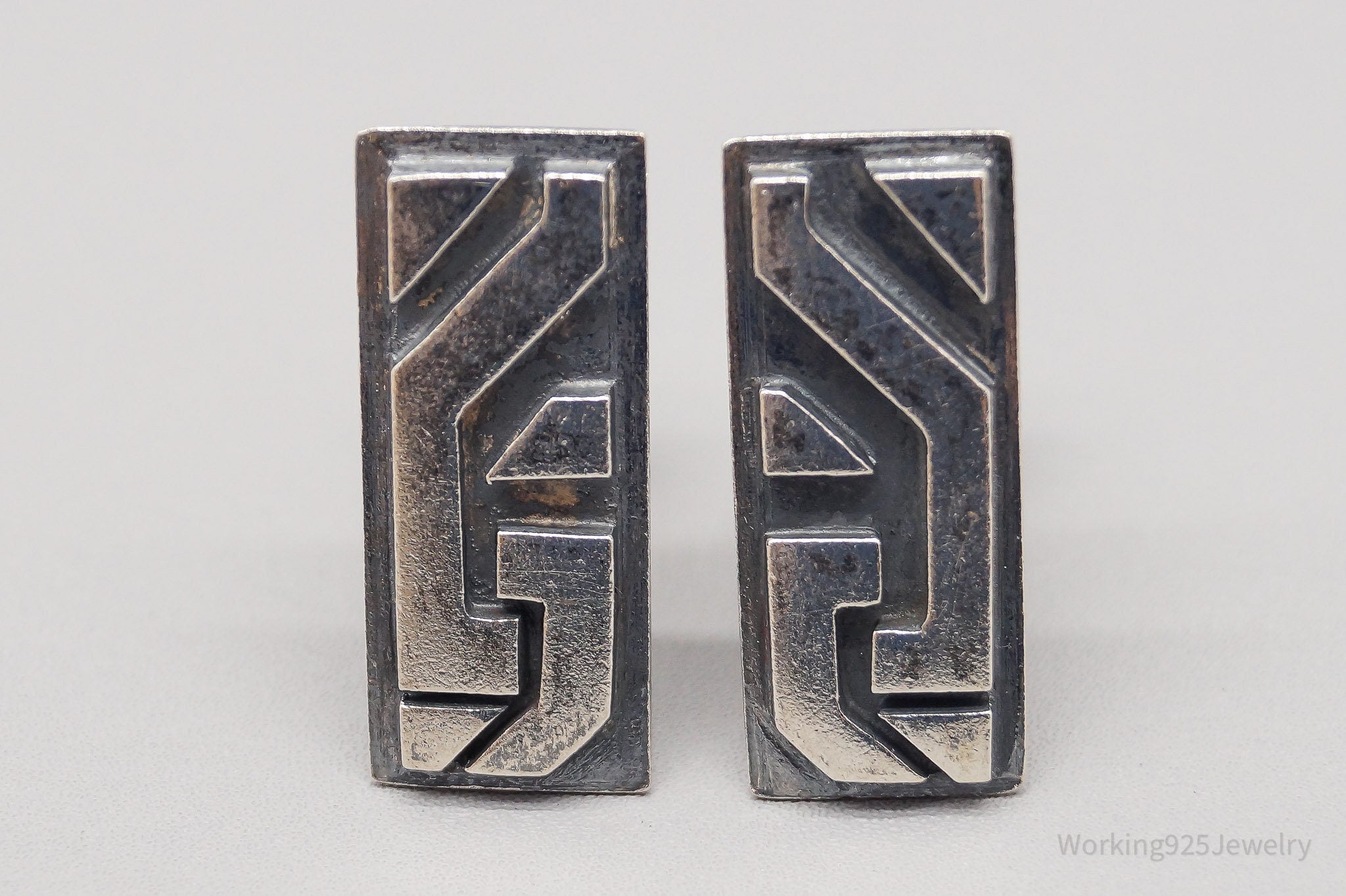 RARE Vintage Mexican Modernist Antonio Pineda Silver Mid Century Cuff Links