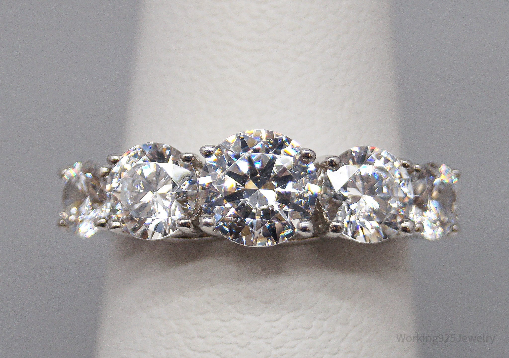 Vintage Diamonique Cubic Zirconia Sterling Silver Ring - Size 5.25