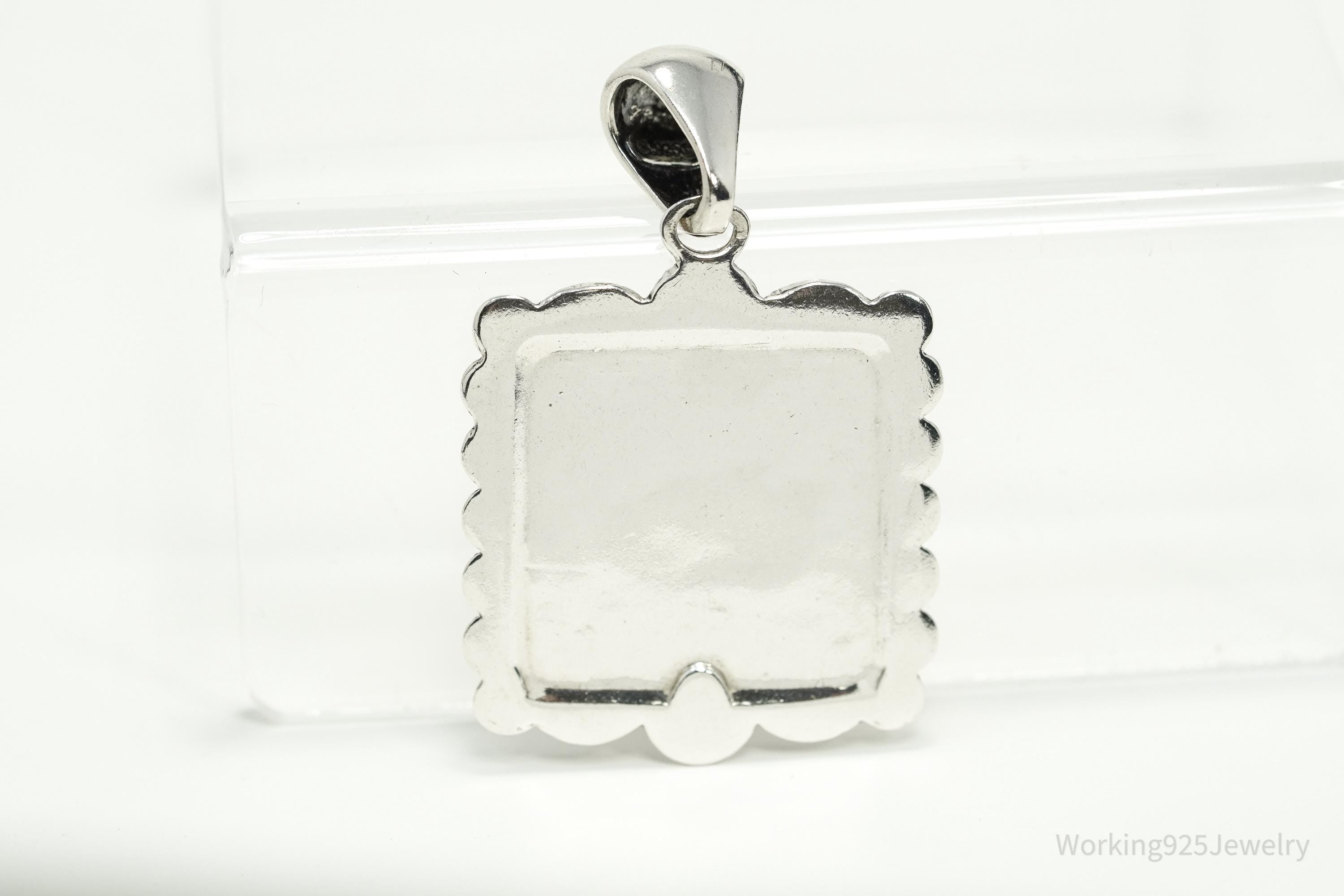 Large Vintage Carolyn Pollack Relios Desert Scene Multi Gem Inlay Sterling Silver Pendant