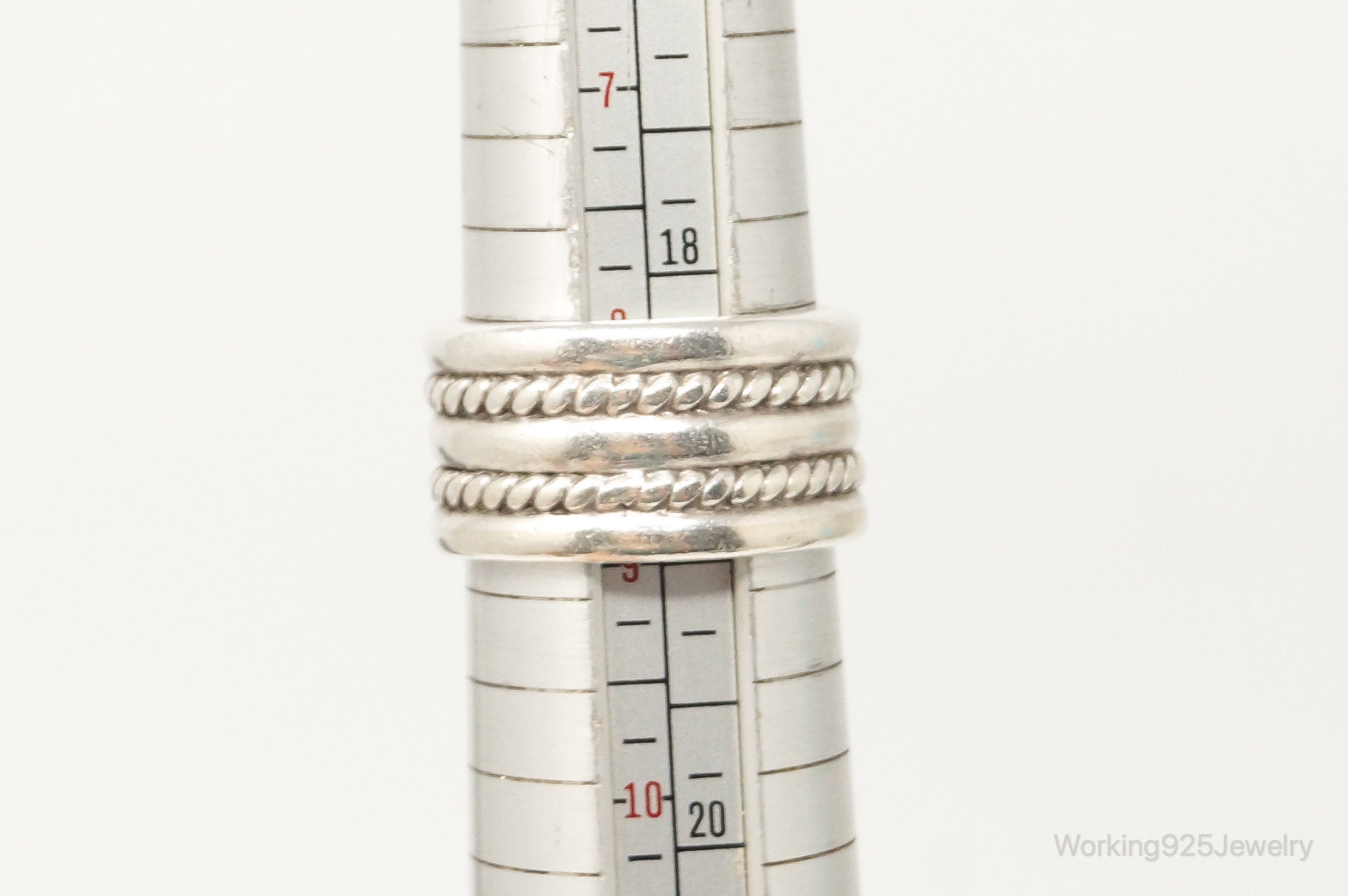 Vintage Modern Braid Rope Sterling Silver Band Ring - Size 9