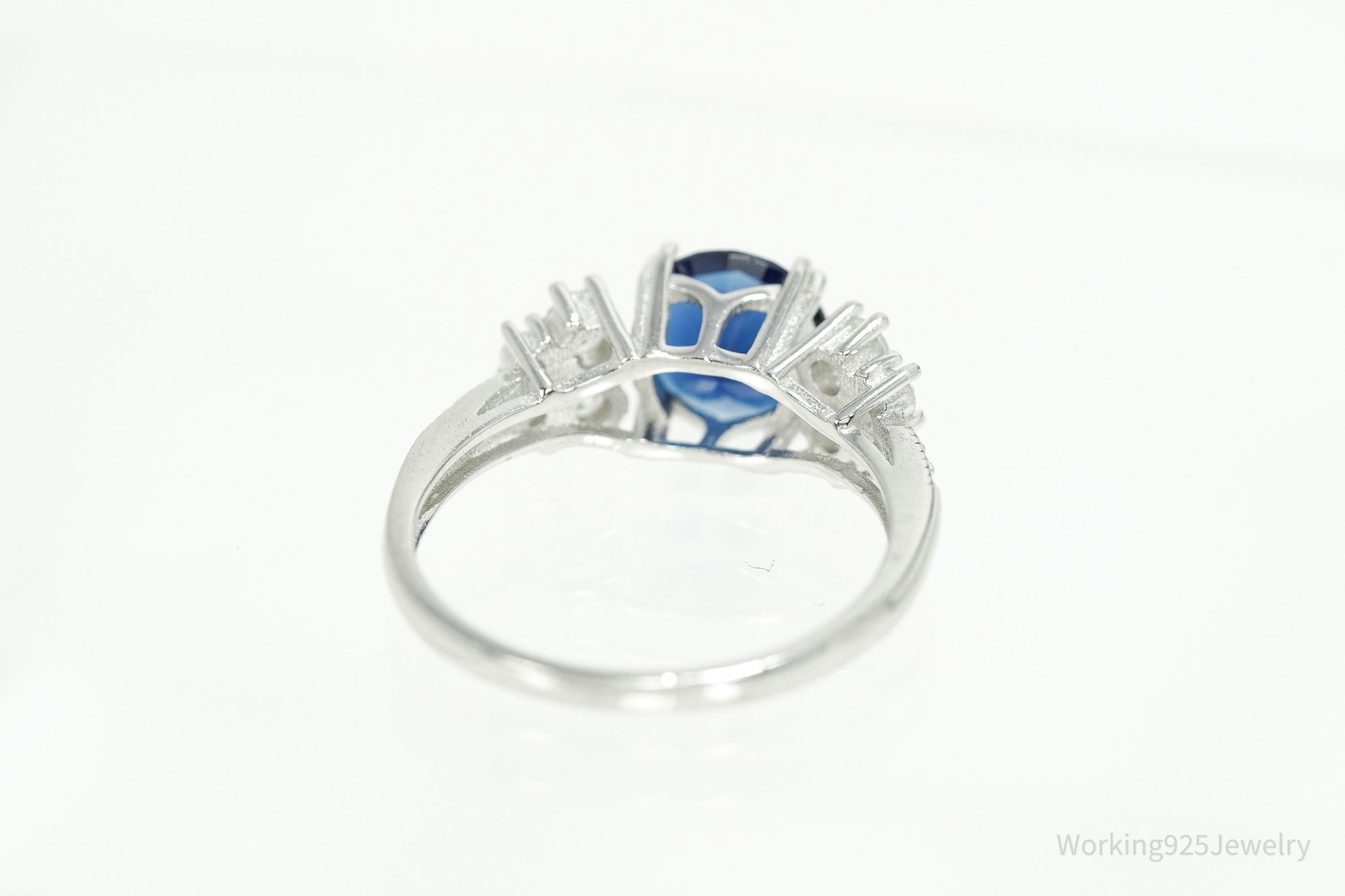 FZN Lab Sapphire Cubic Zirconia Sterling Silver Ring - Size 8