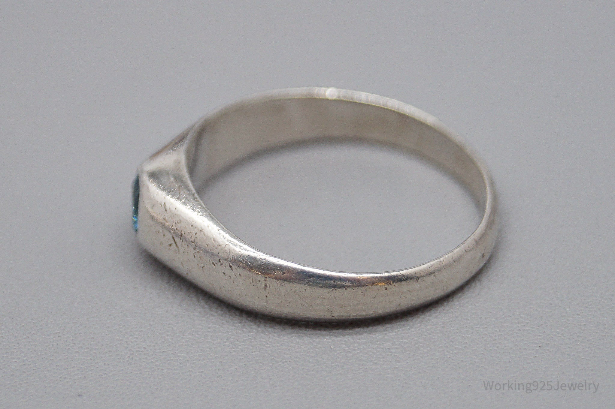 Vintage Blue Topaz Sterling Silver Ring - Size 6.5