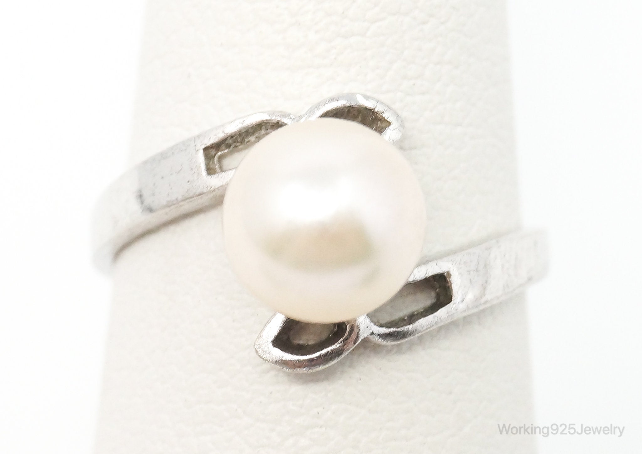 Vintage Pearl Sterling Silver Ring - Size 5.75