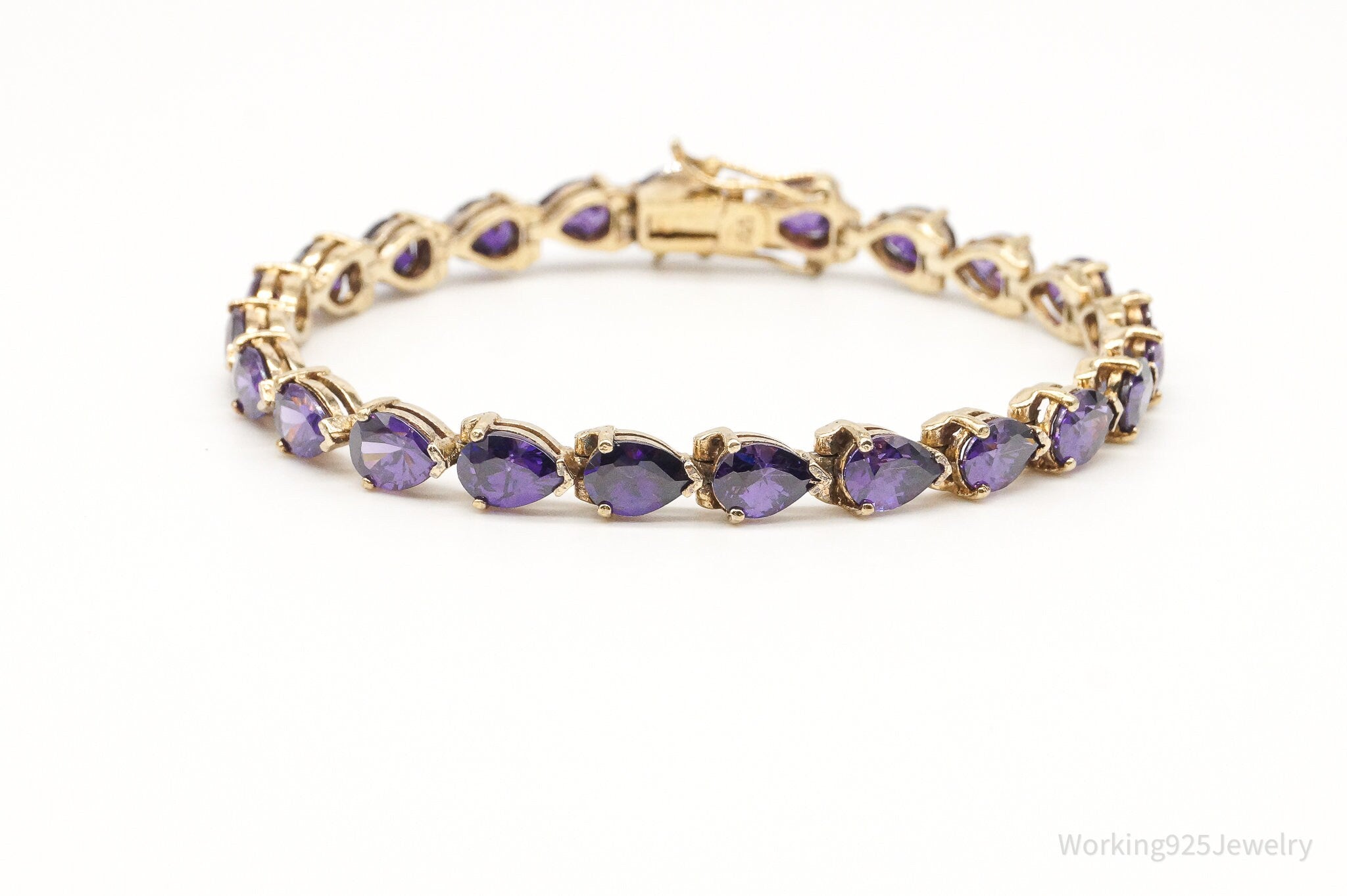 Vintage Purple Cubic Zirconia Gold Vermeil Sterling Silver Bracelet