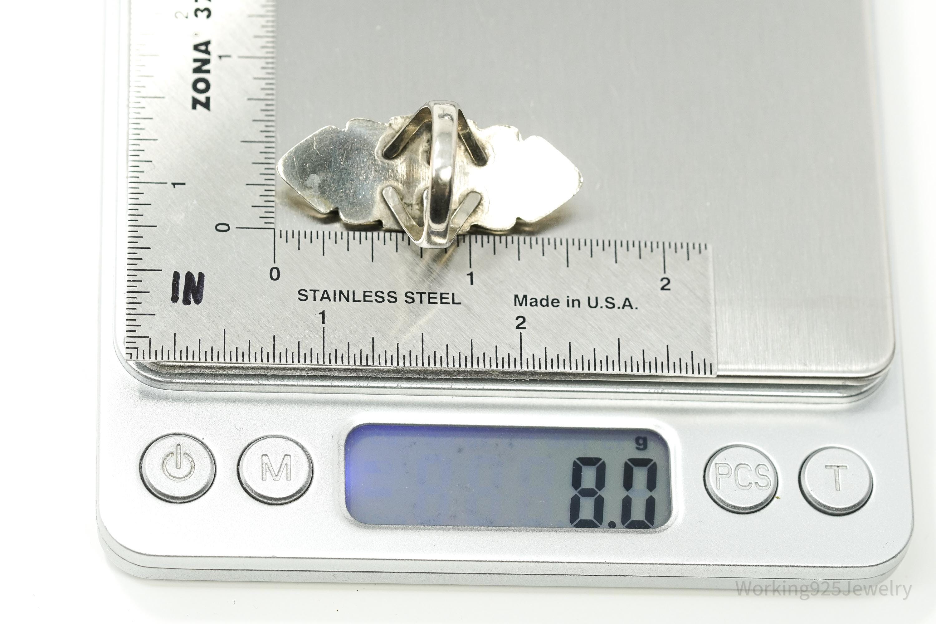 Vintage Native American Turquoise Unsigned Silver Ring - Size 6