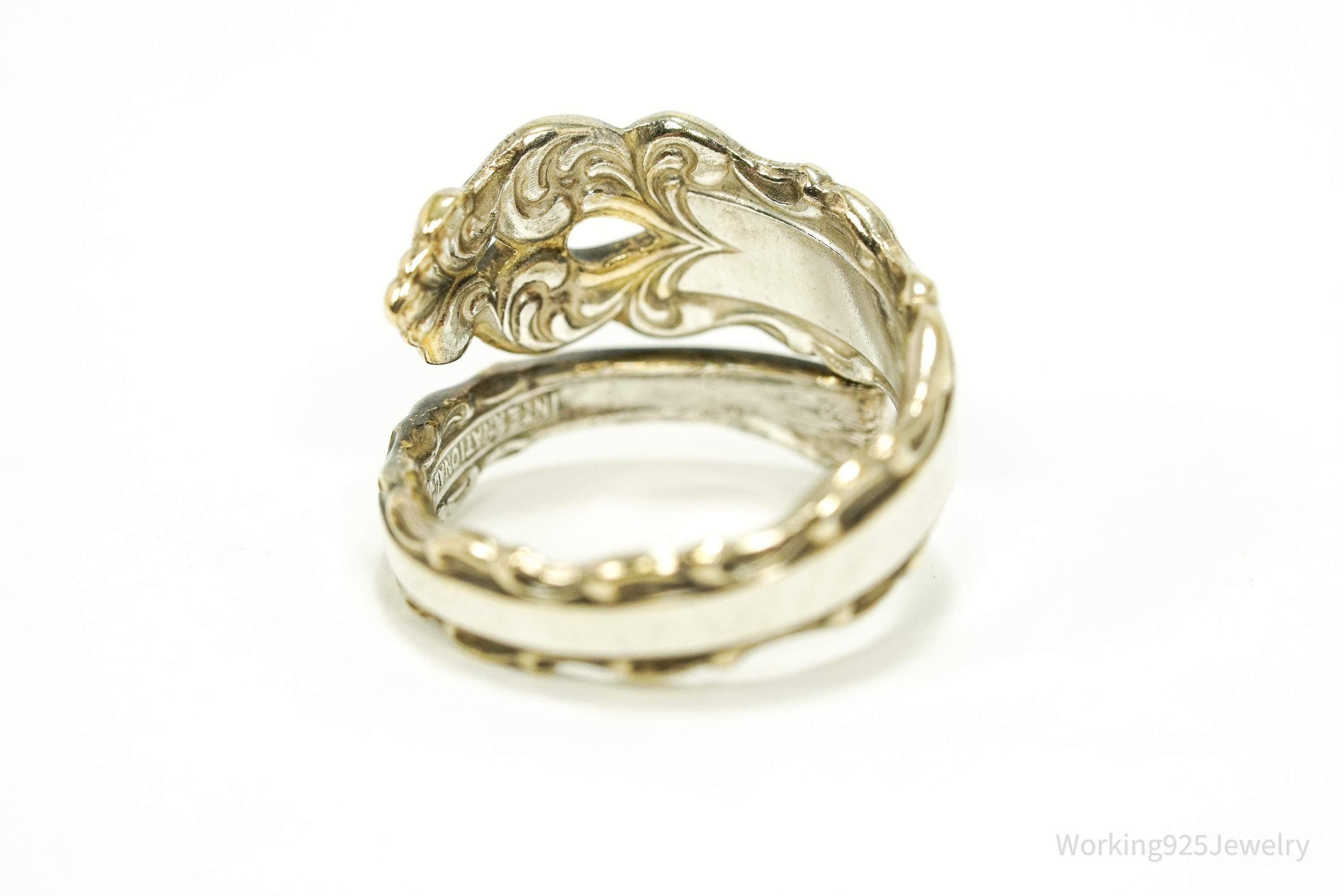 Antique Vintage Gold Vermeil International Sterling Silver Spoon Ring - Size 6