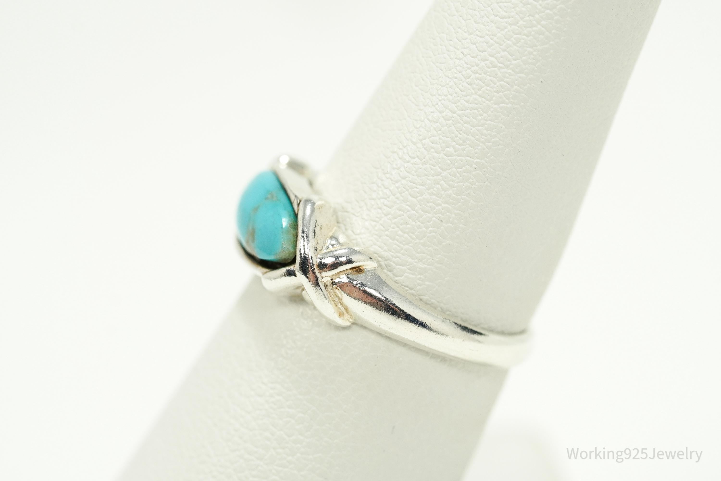 Vintage Native Designer Carolyn Pollack Turquoise Sterling Silver Ring - Size 7.25