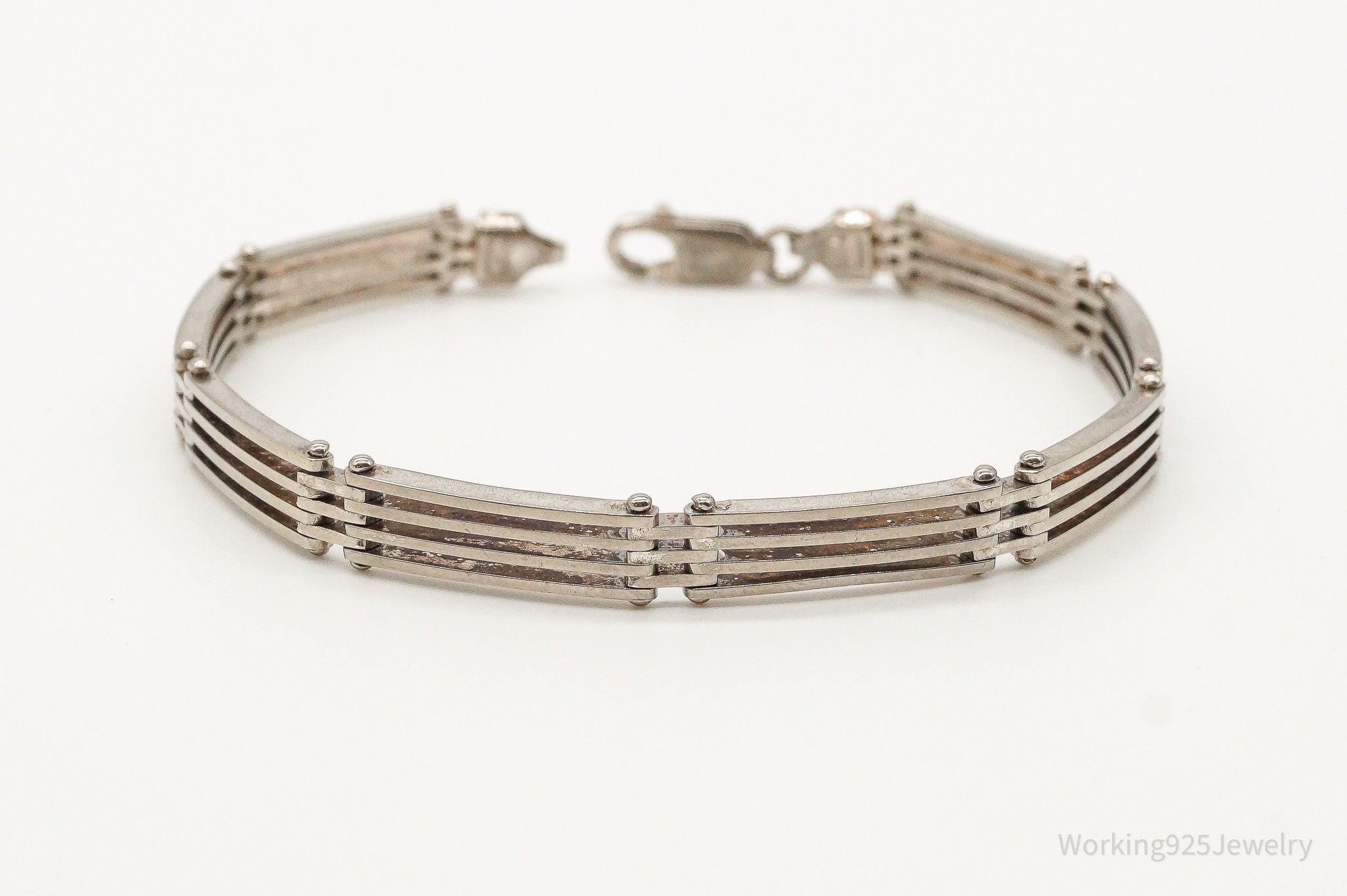 Vintage Sterling Silver Art Deco Hinge Bracelet