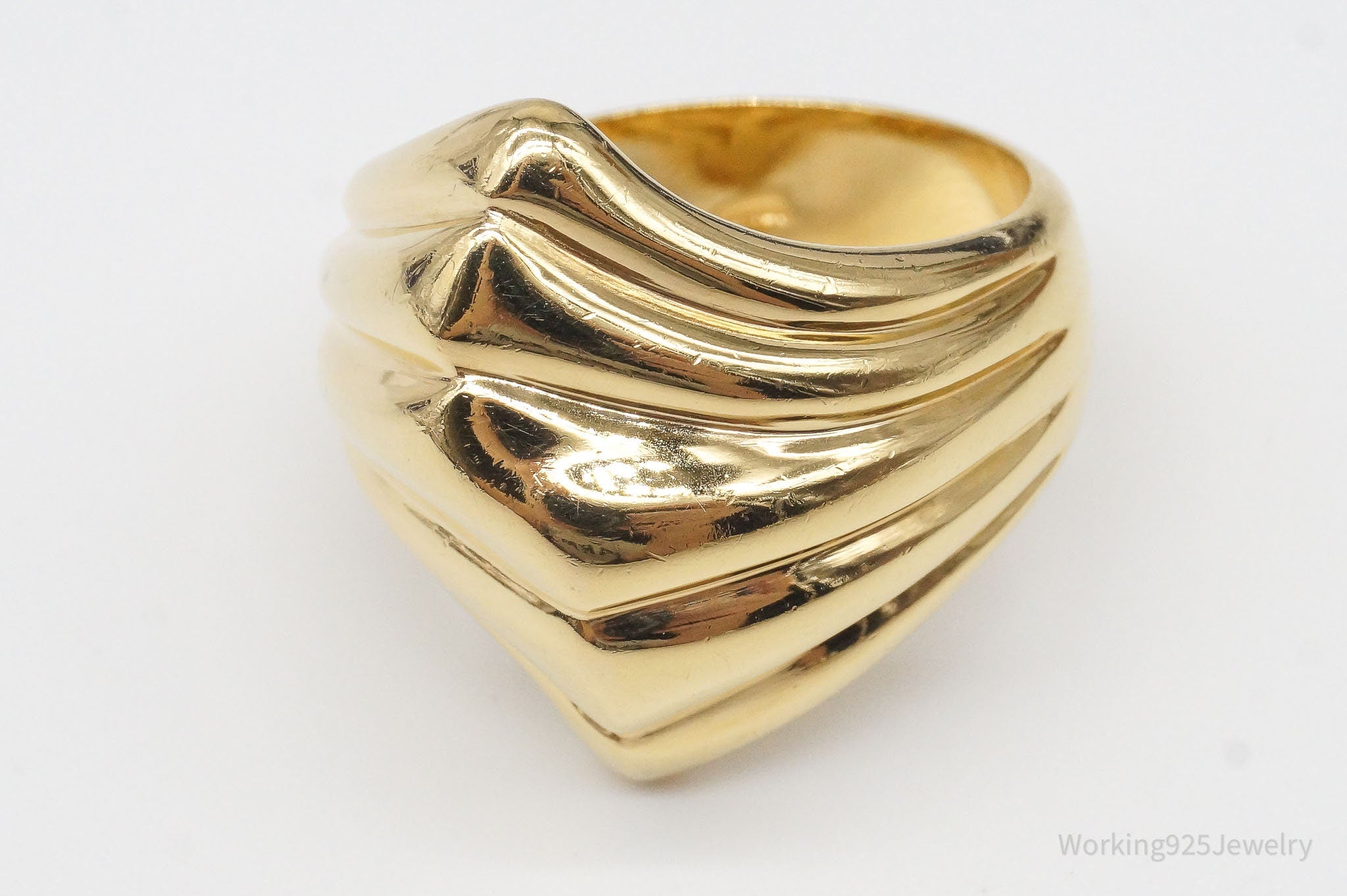 Vintage Italy Designer Veronese 18K Gold Vermeil Sterling Silver Ring SZ 8.75