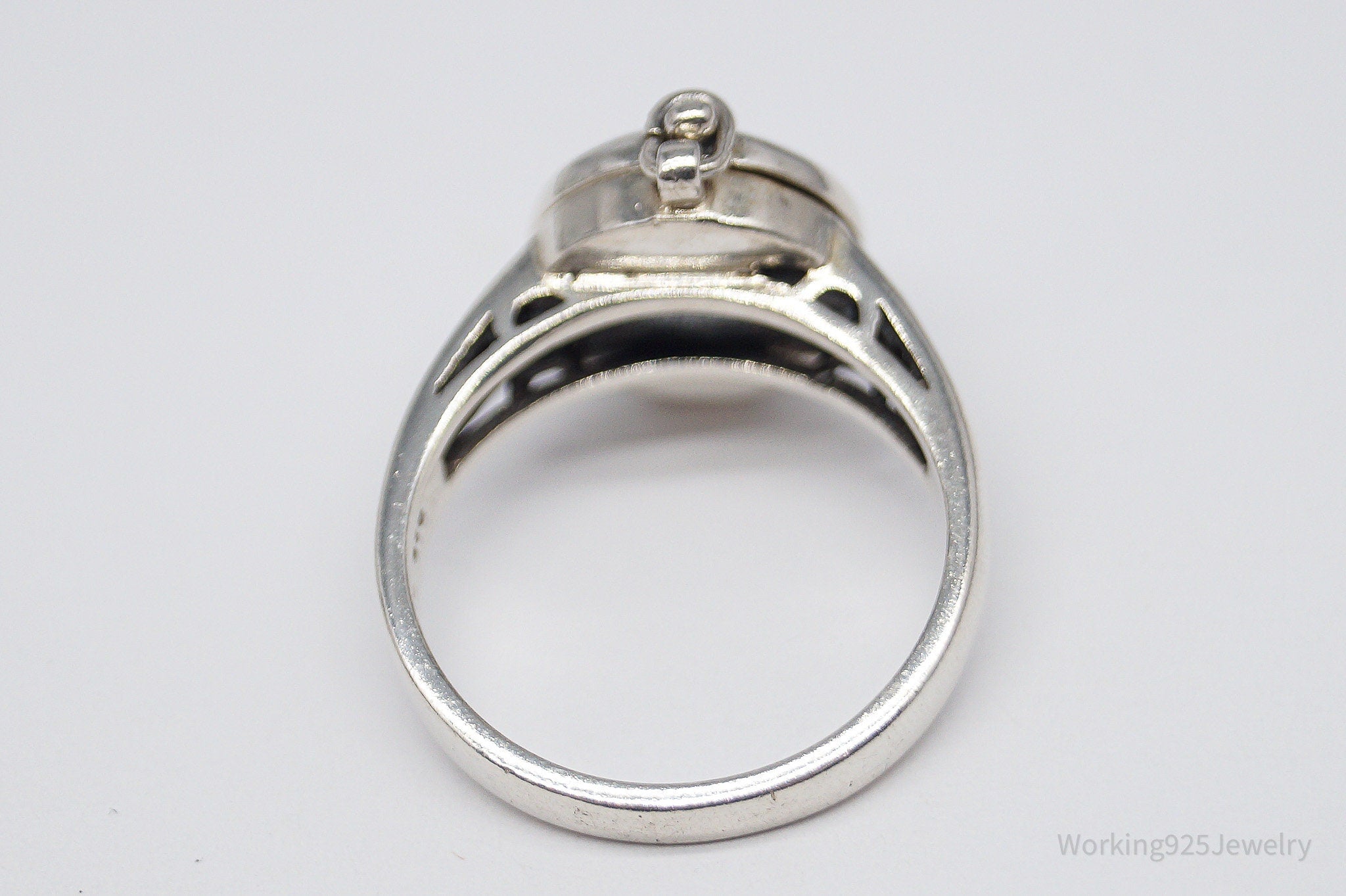 Vintage Boma Sun Face Locket Sterling Silver Ring - Size 7.5