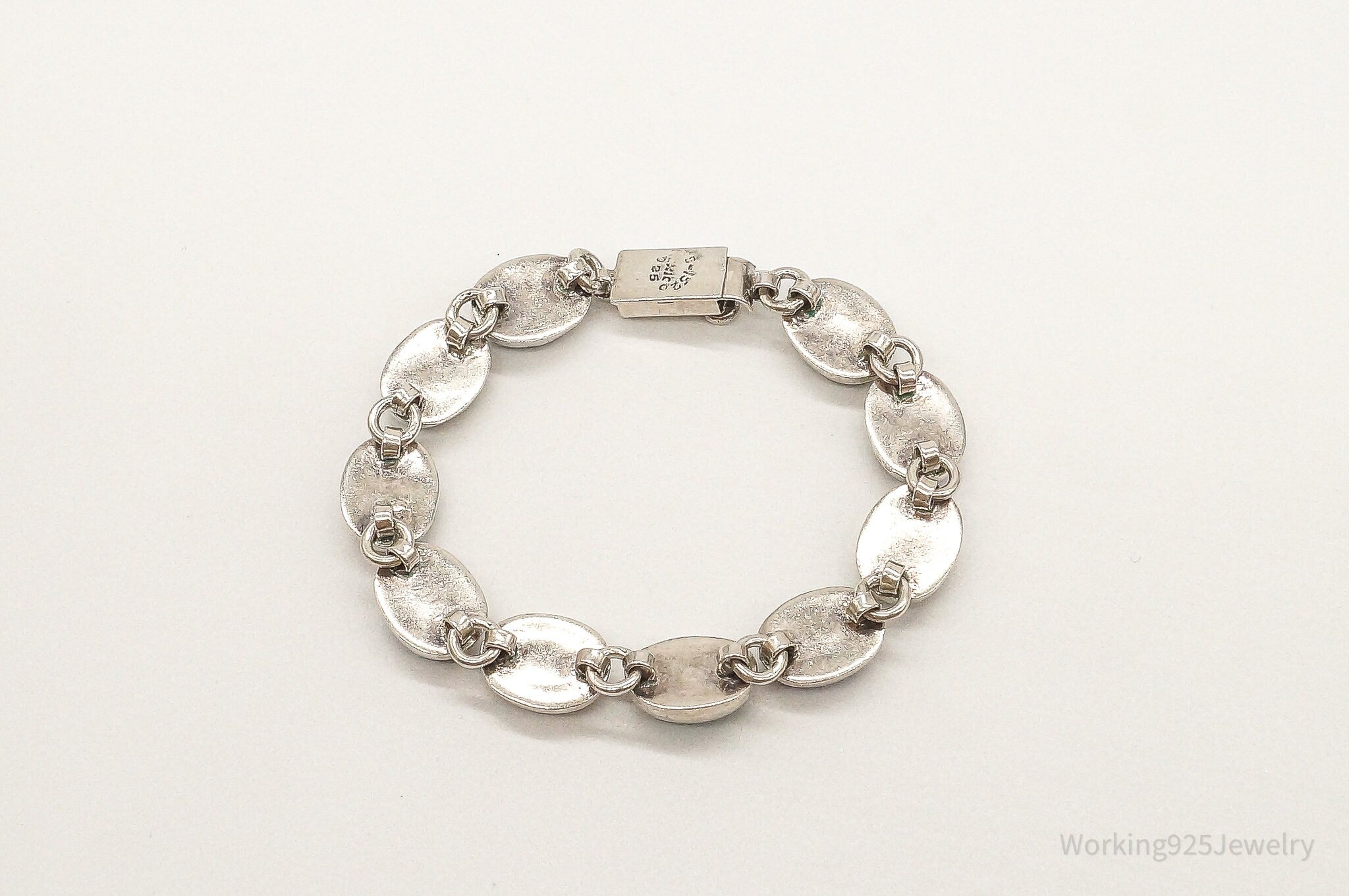 Vintage Mexico Designer Multi Gem Sterling Silver Bracelet