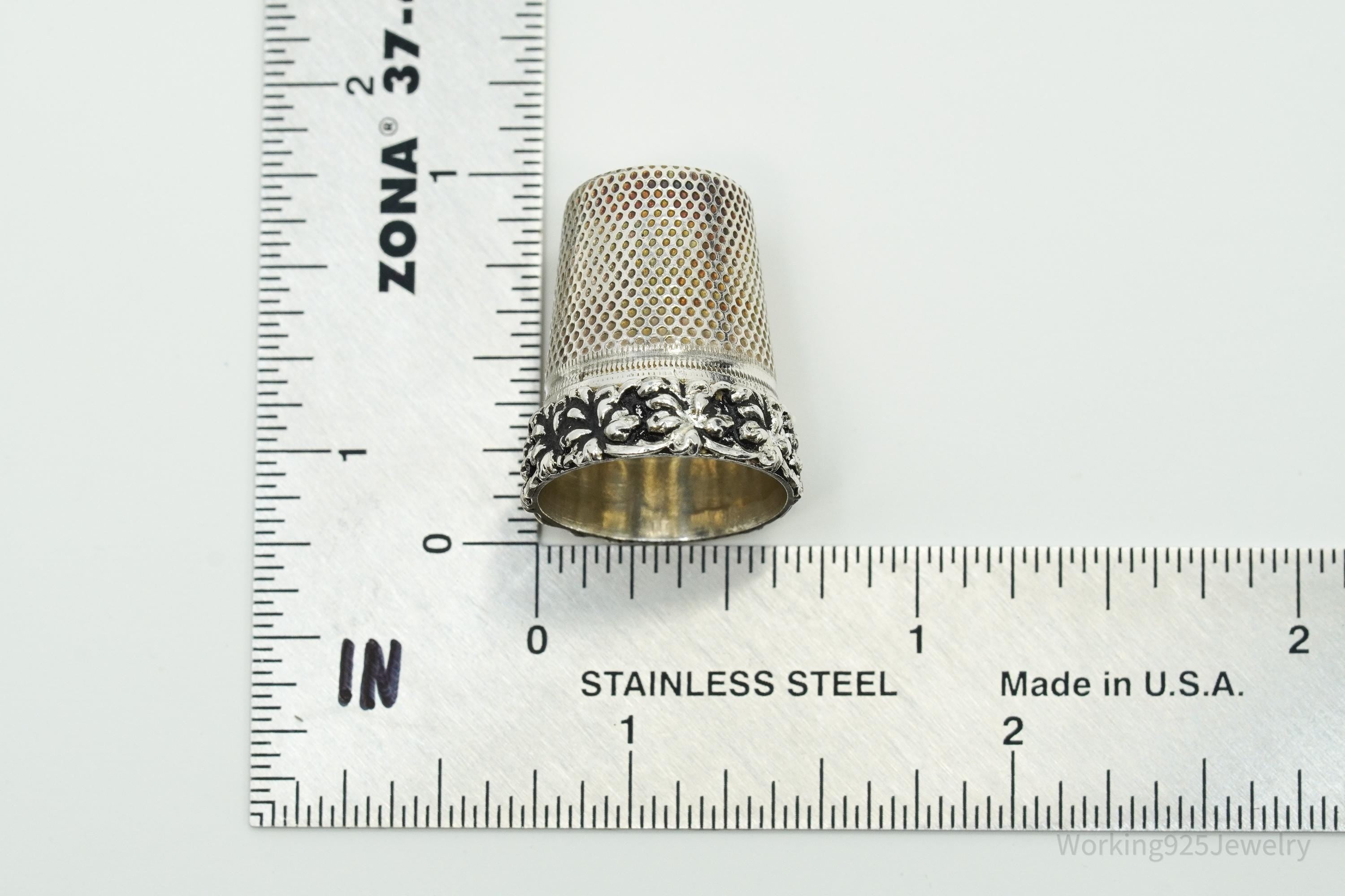 Antique German Sterling Silver Thimble Size 9