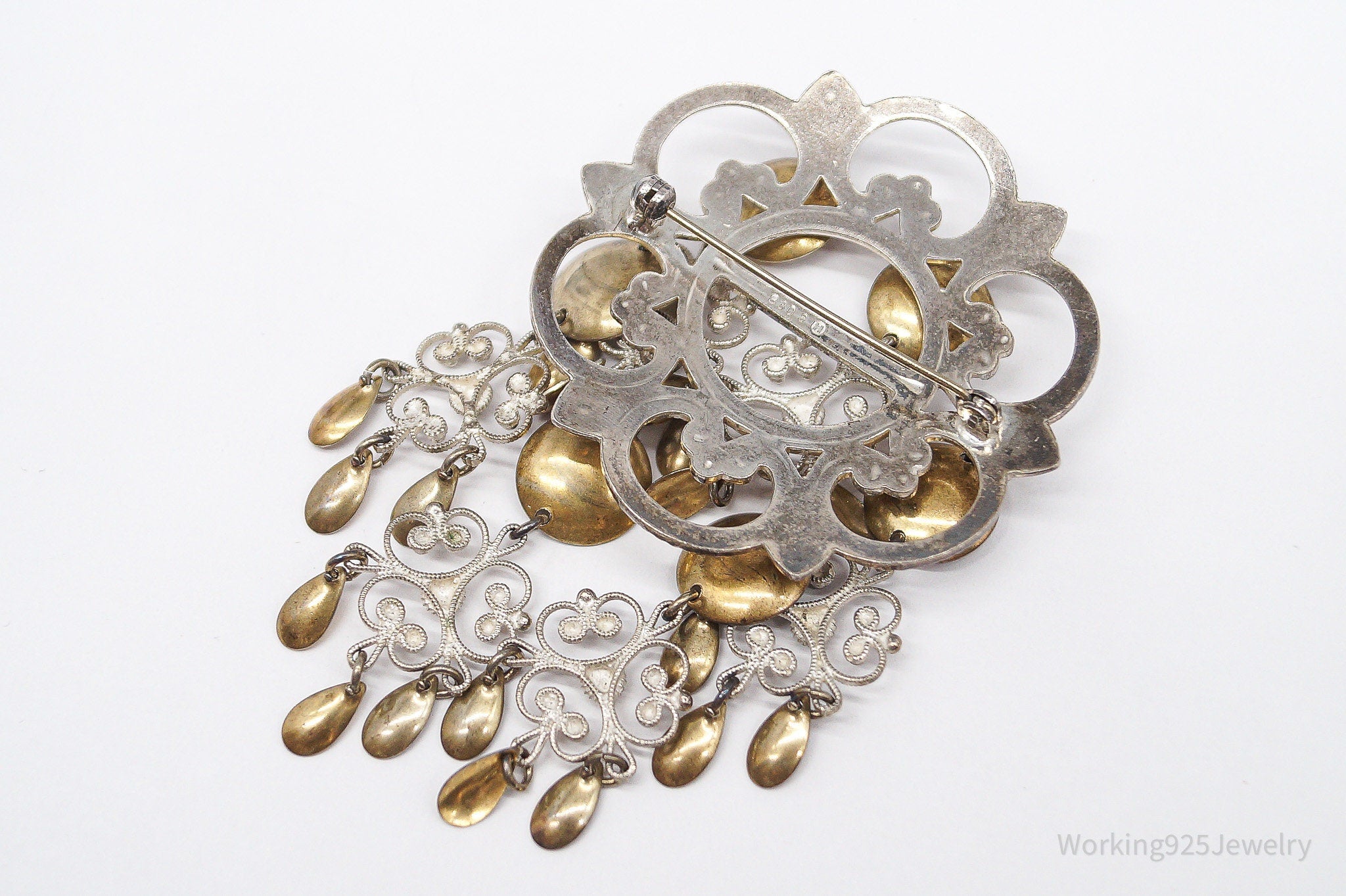 Large Vintage Norwegian Ivar T Holth Solje Modernist 830S Silver Brooch Pin