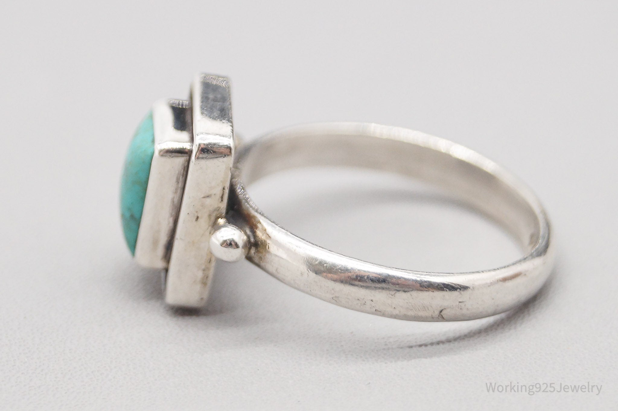 Vintage Turquoise Sterling Silver Ring - Size 7.75