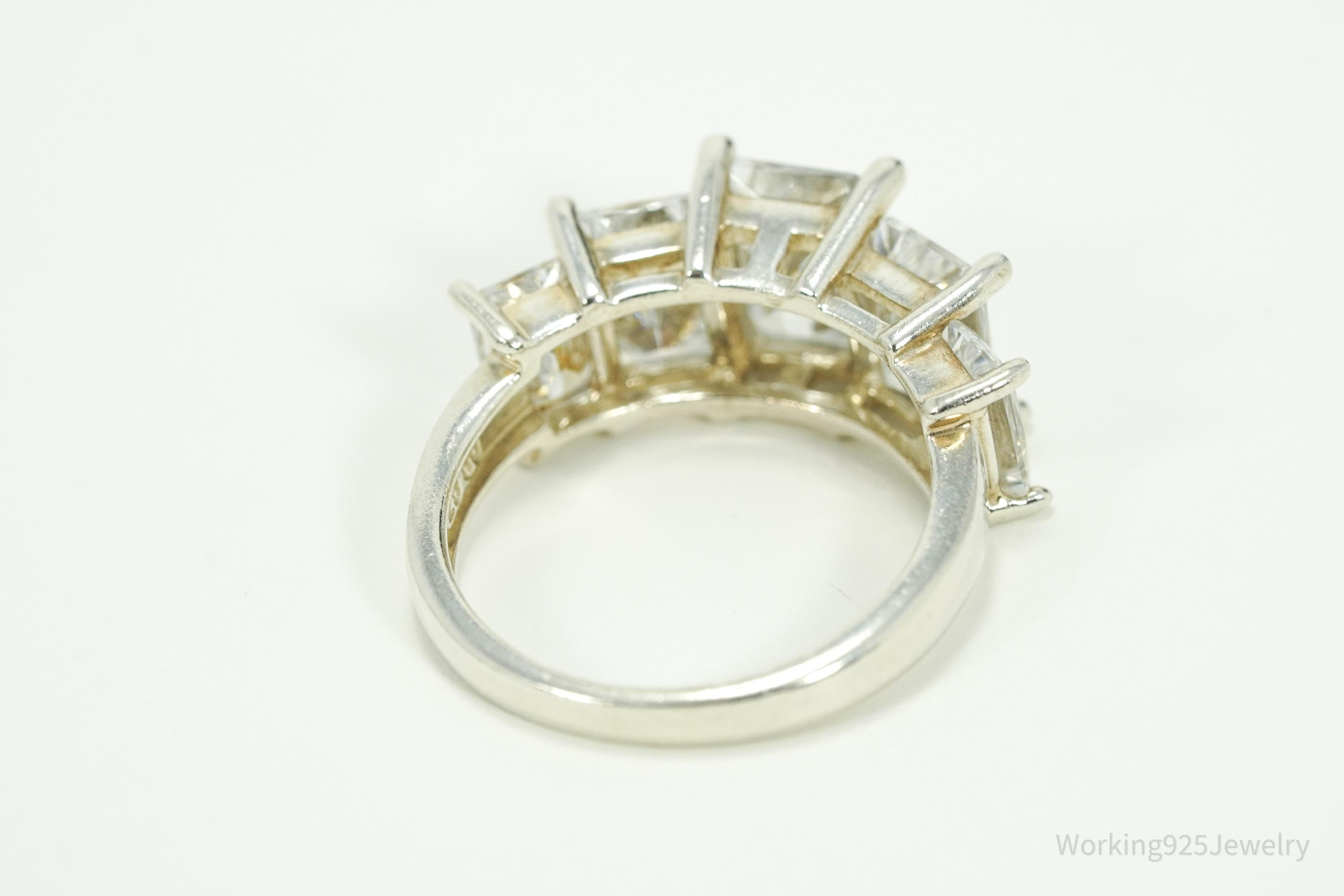 Vintage Diamonique Cubic Zirconia Sterling Silver Ring - Size 5.25