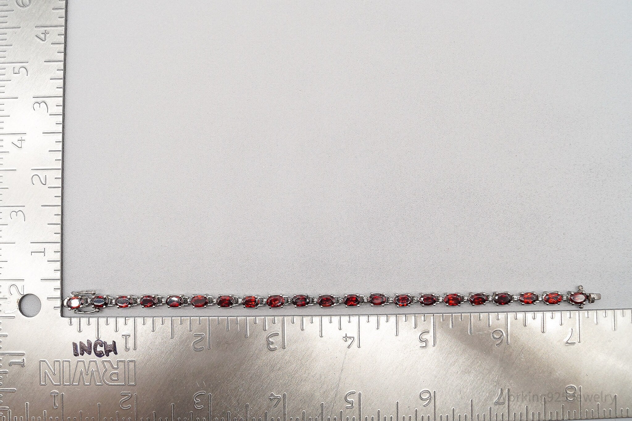 Vintage Red Garnet Sterling Silver Bracelet - 7 3/8"