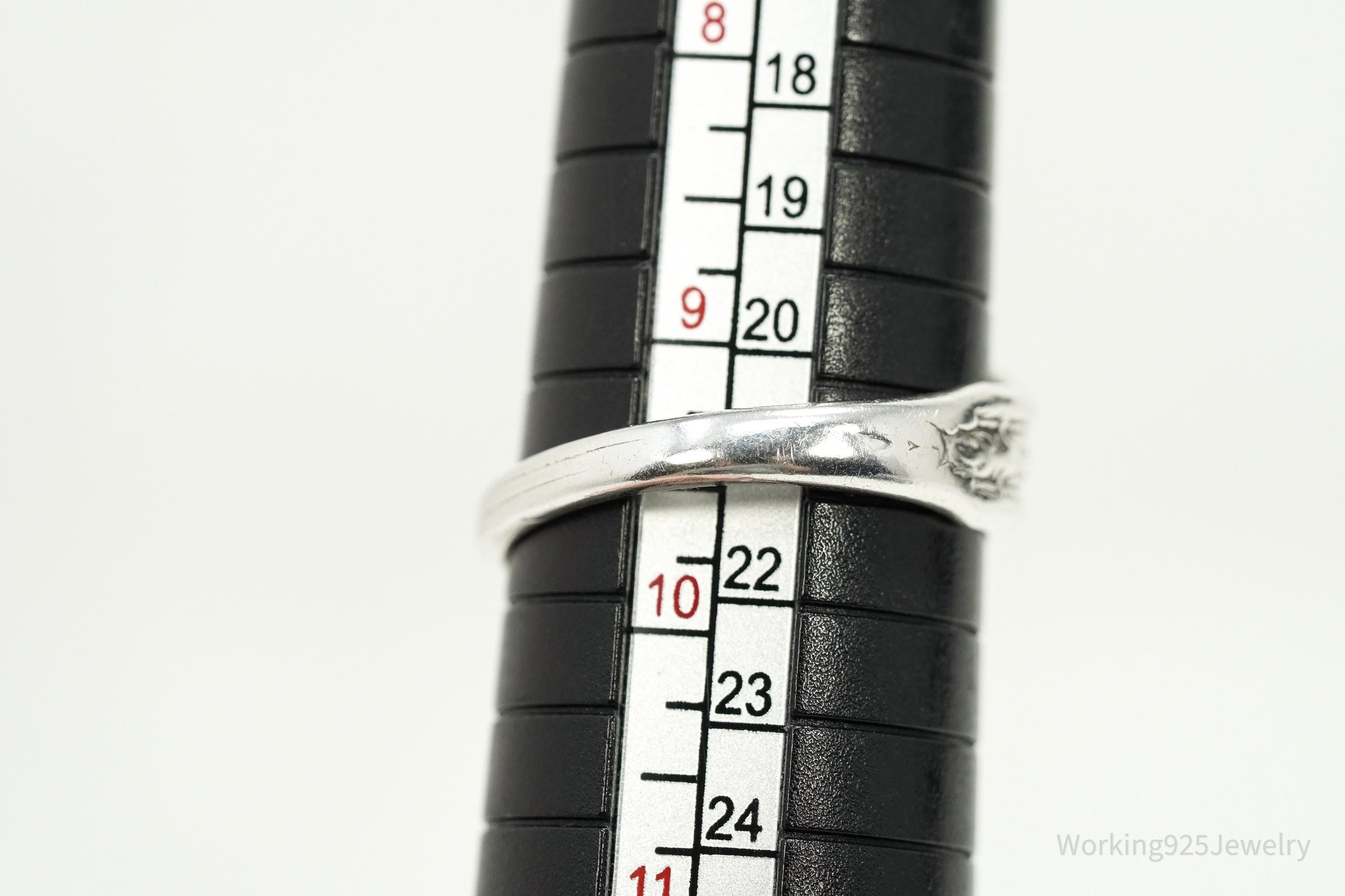 Antique WALLACE Floral Sterling Silver Spoon Ring - Size 9.5