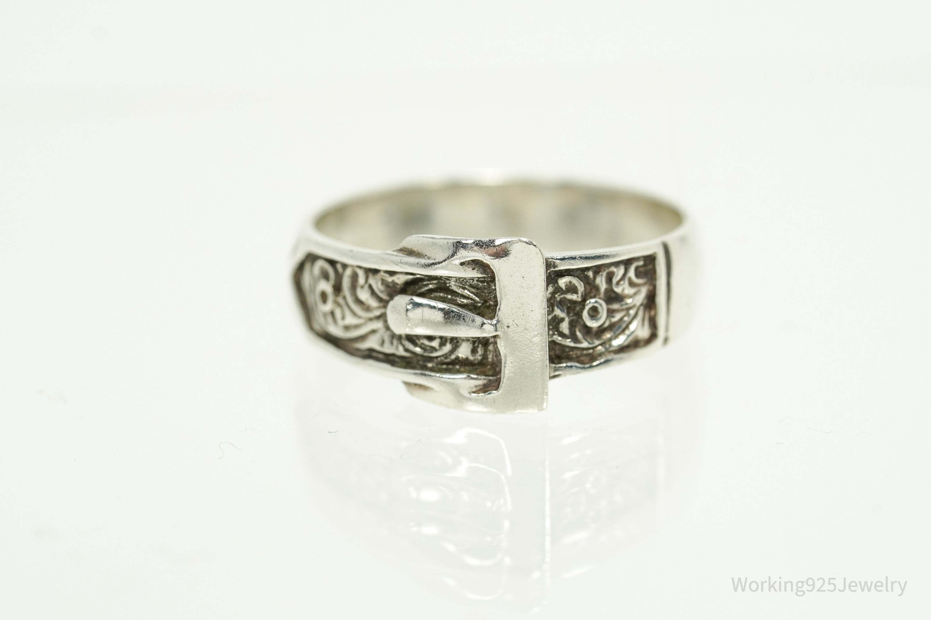 Vintage Belt Buckle Silver Ring Size 8.75