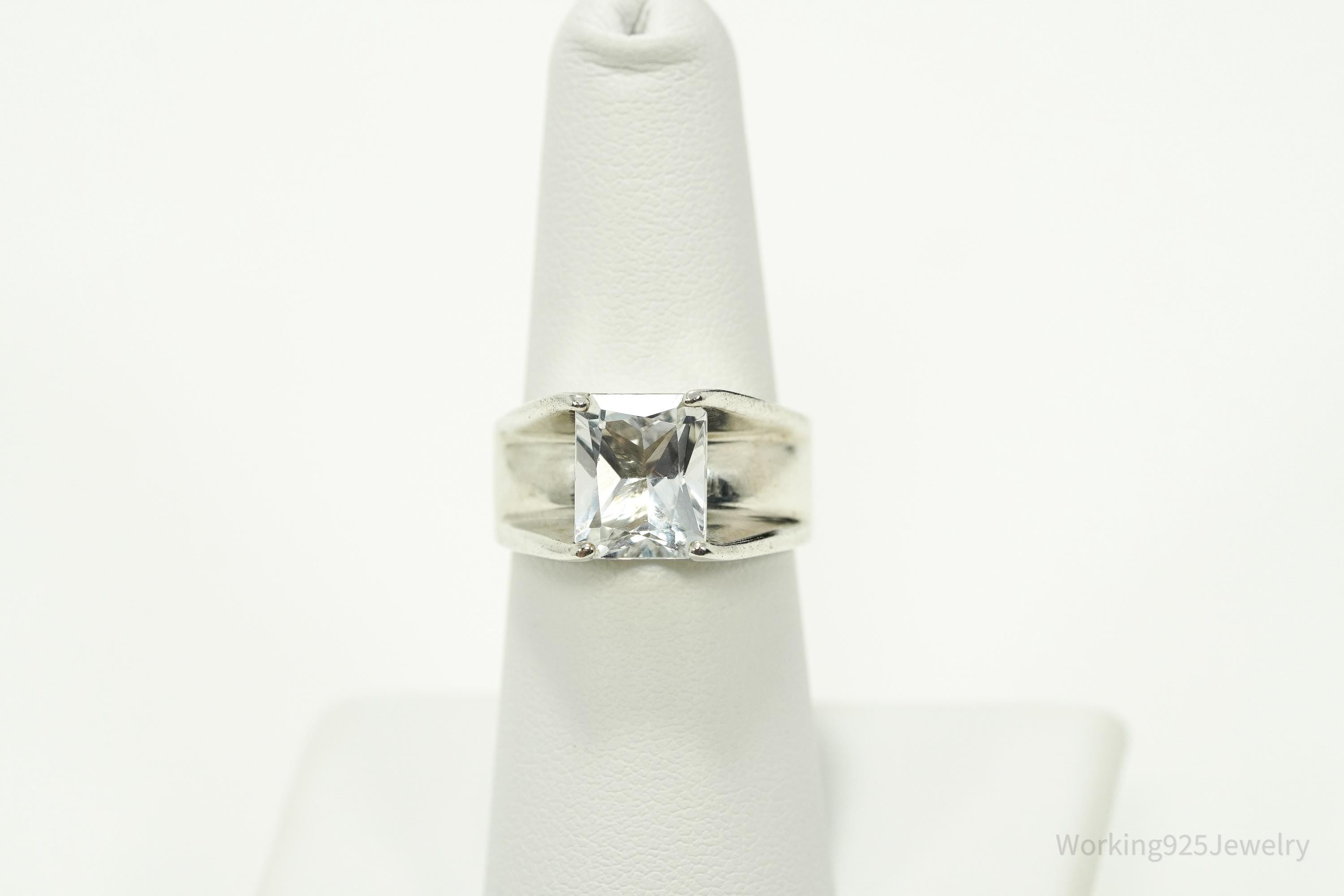Vintage Cubic Zirconia Sterling Silver Ring - Size 7
