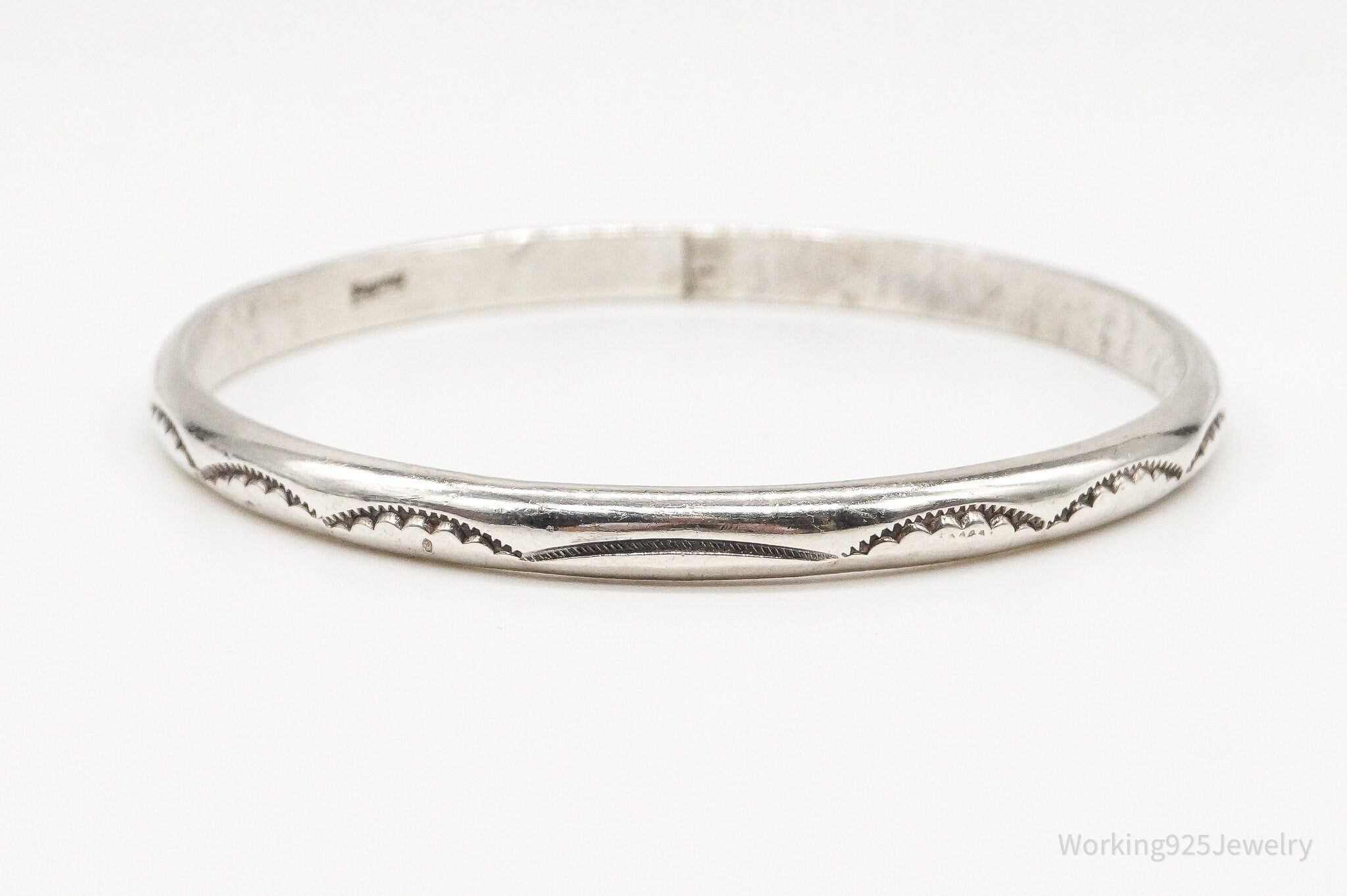 Vintage Native American Sterling Silver Bangle Bracelet