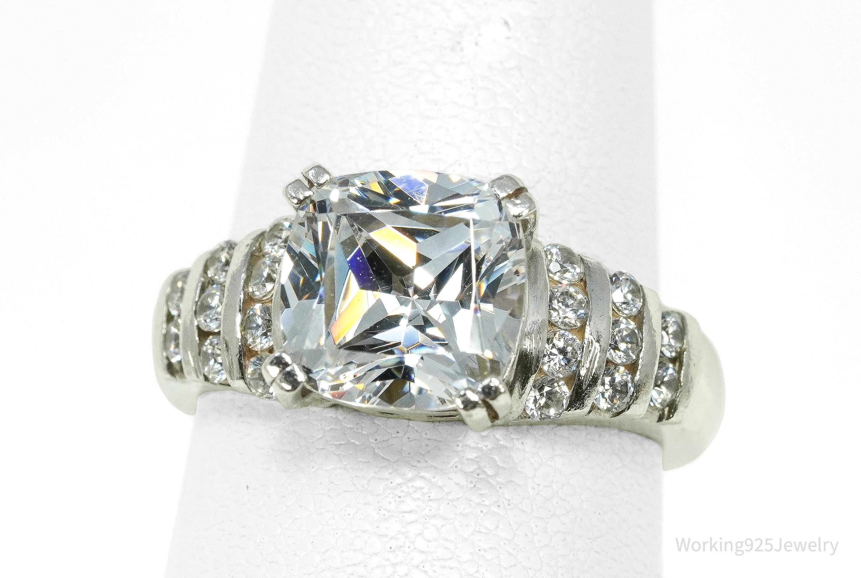 Vintage Diamonique Cubic Zirconia DQCZ Sterling Silver Ring - Size 6.75