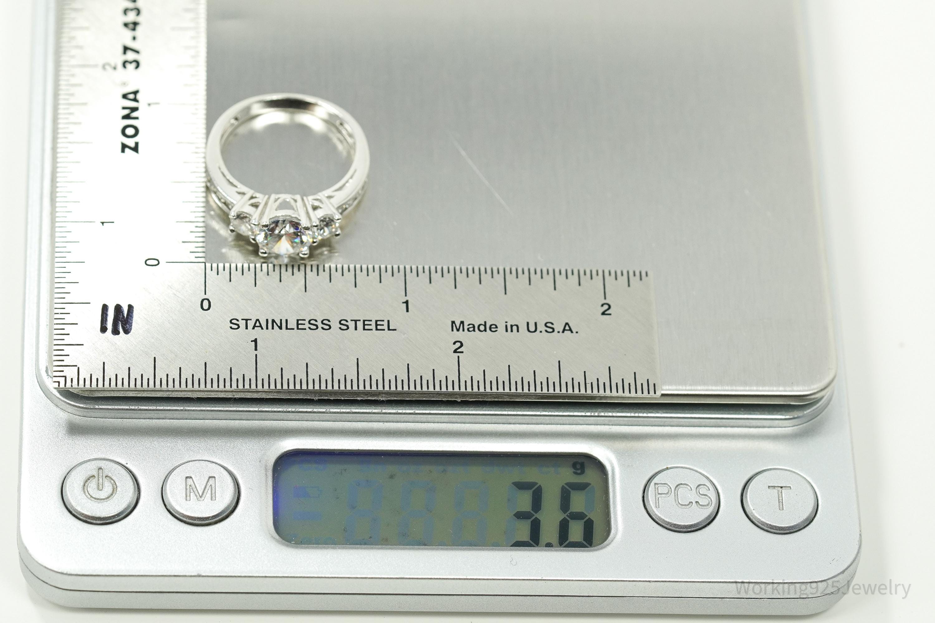 Vintage Designer SW Cubic Zirconia Sterling Silver Ring - Size 7