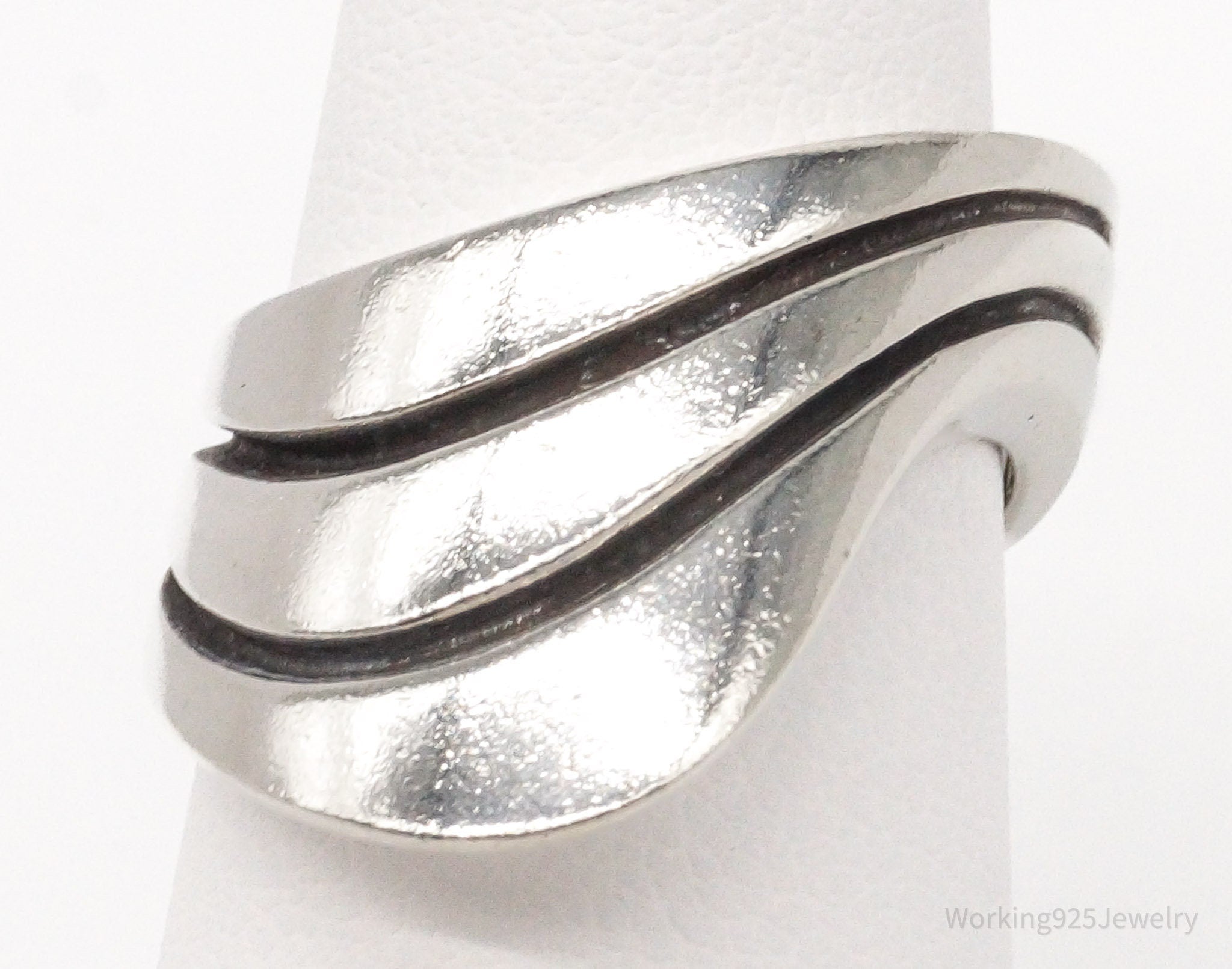 Rare Vintage German Modernist Sterling Silver Ring - Size 6.75