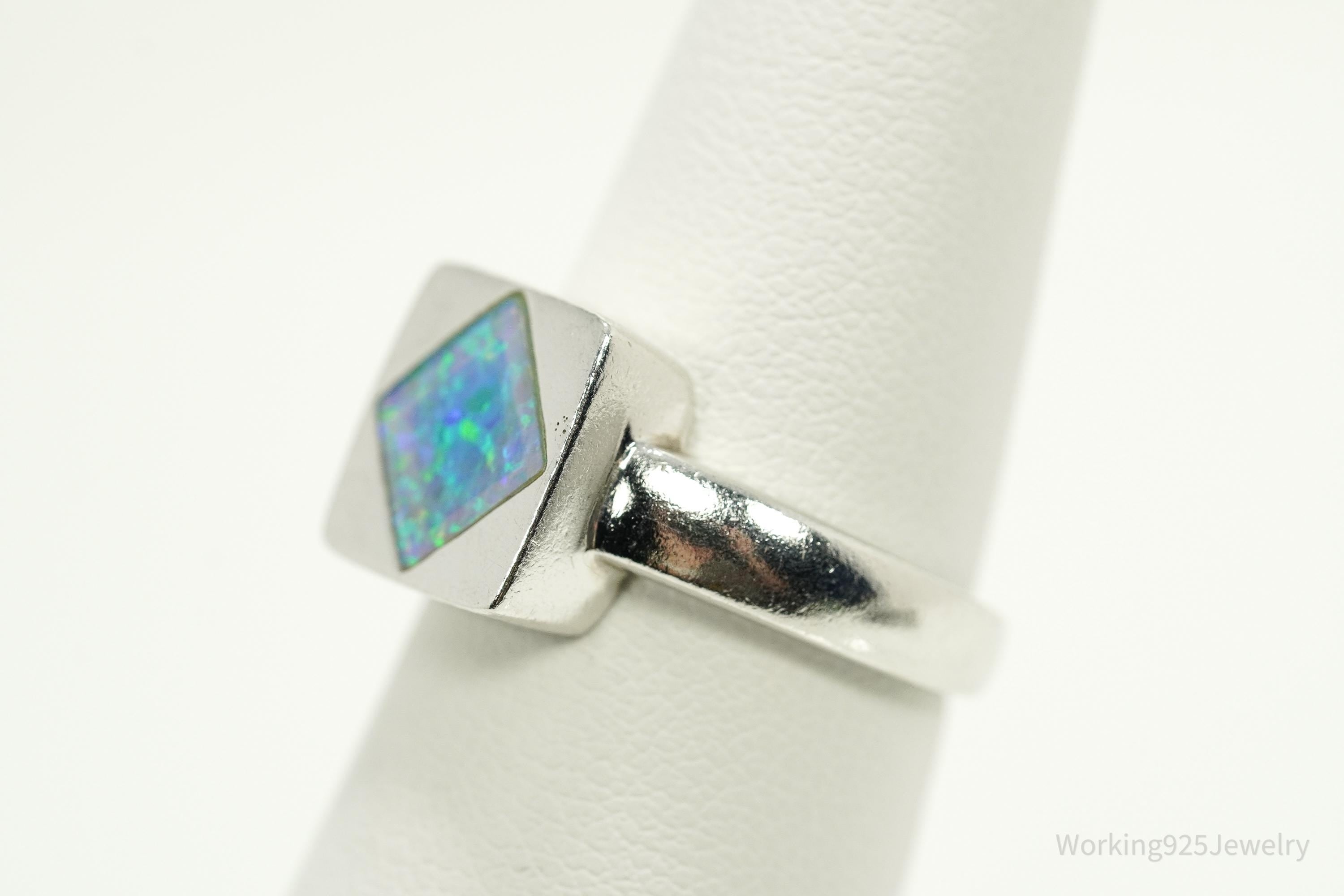 Vintage Opal Inlay Sterling Silver Ring - Size 6