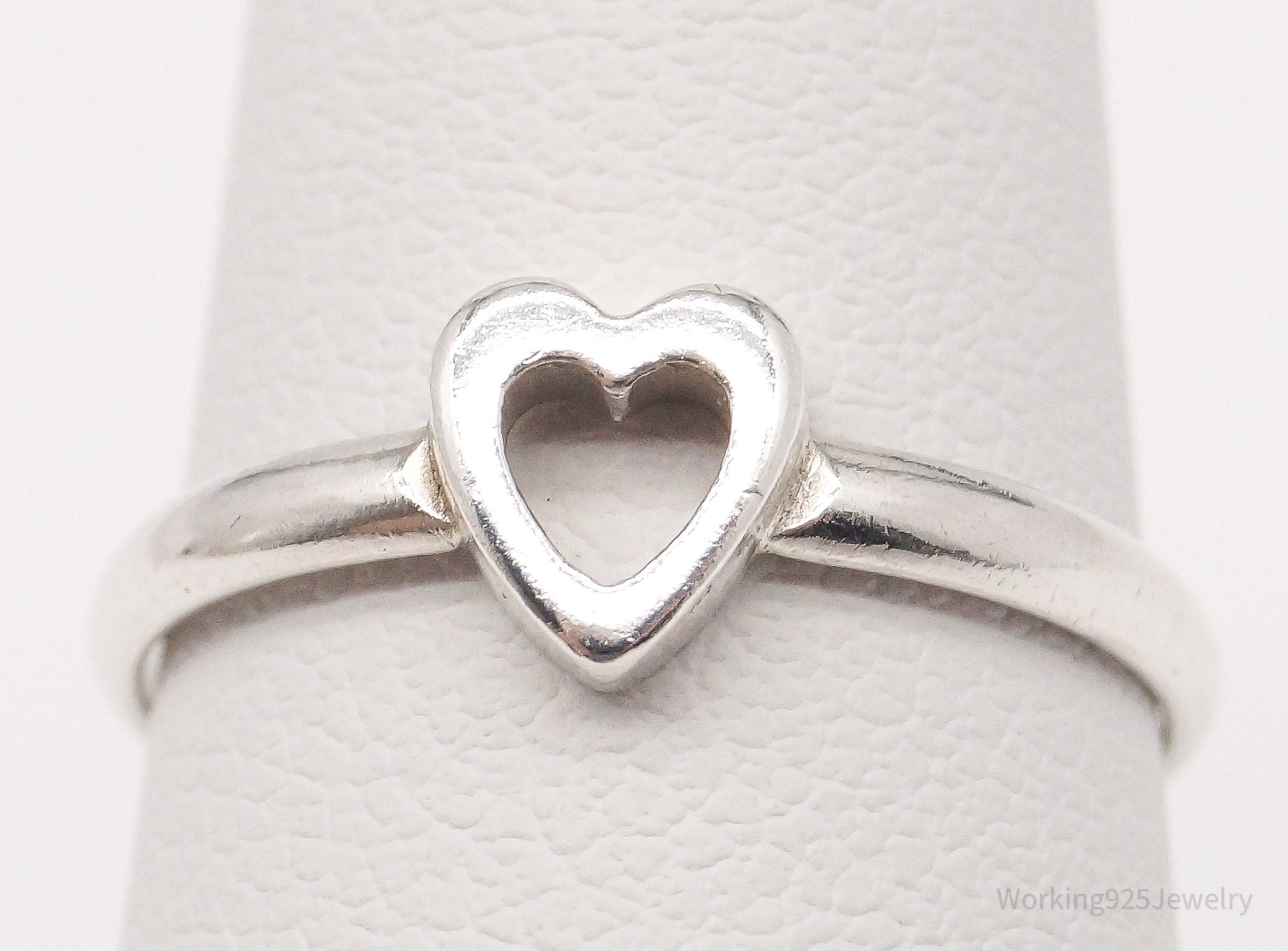 Vintage Designer BEAU Open Heart Sterling Silver Ring - Size 5.25