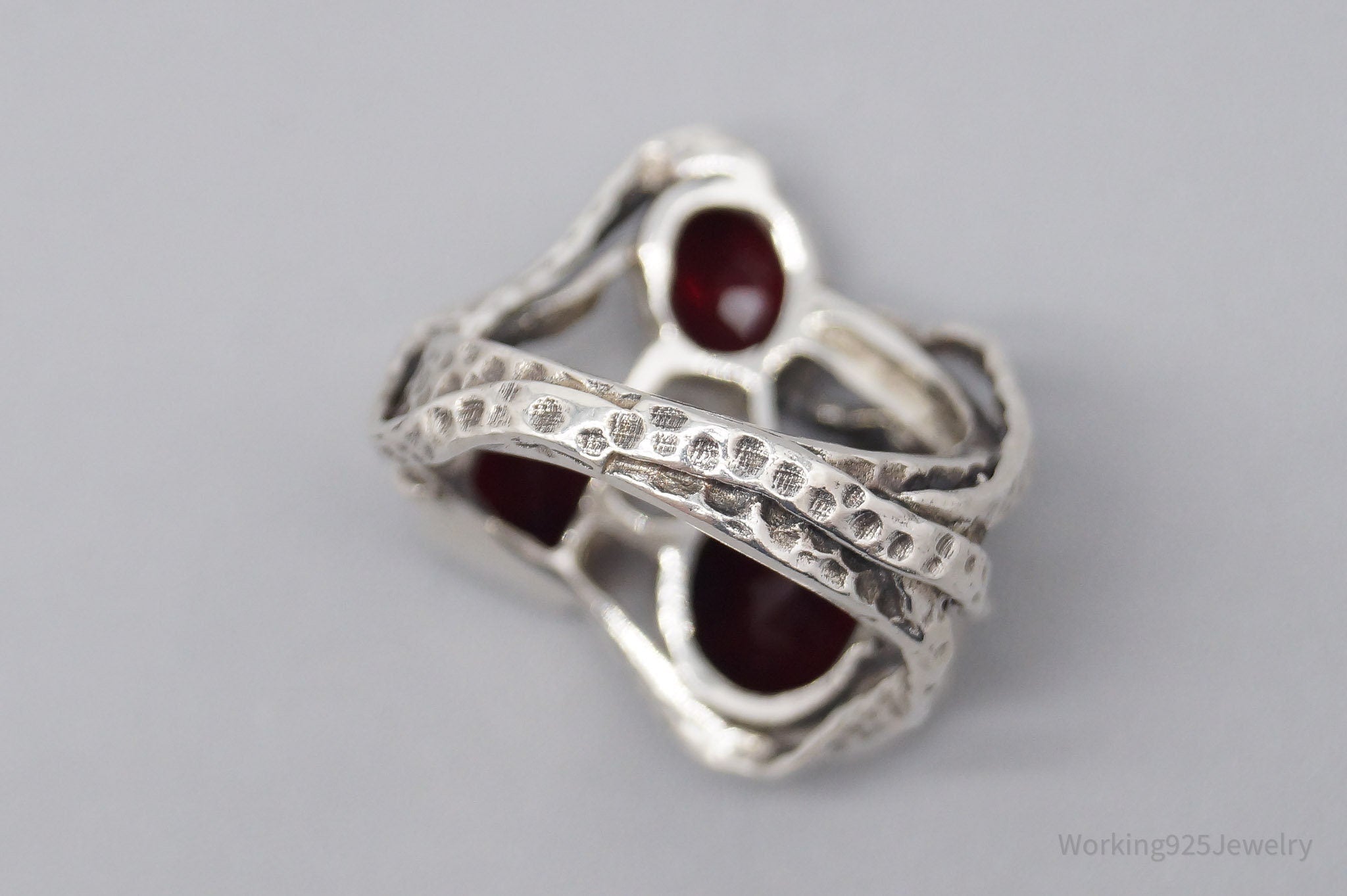 Vintage Faux Garnets Sterling Silver Ring - Size 6