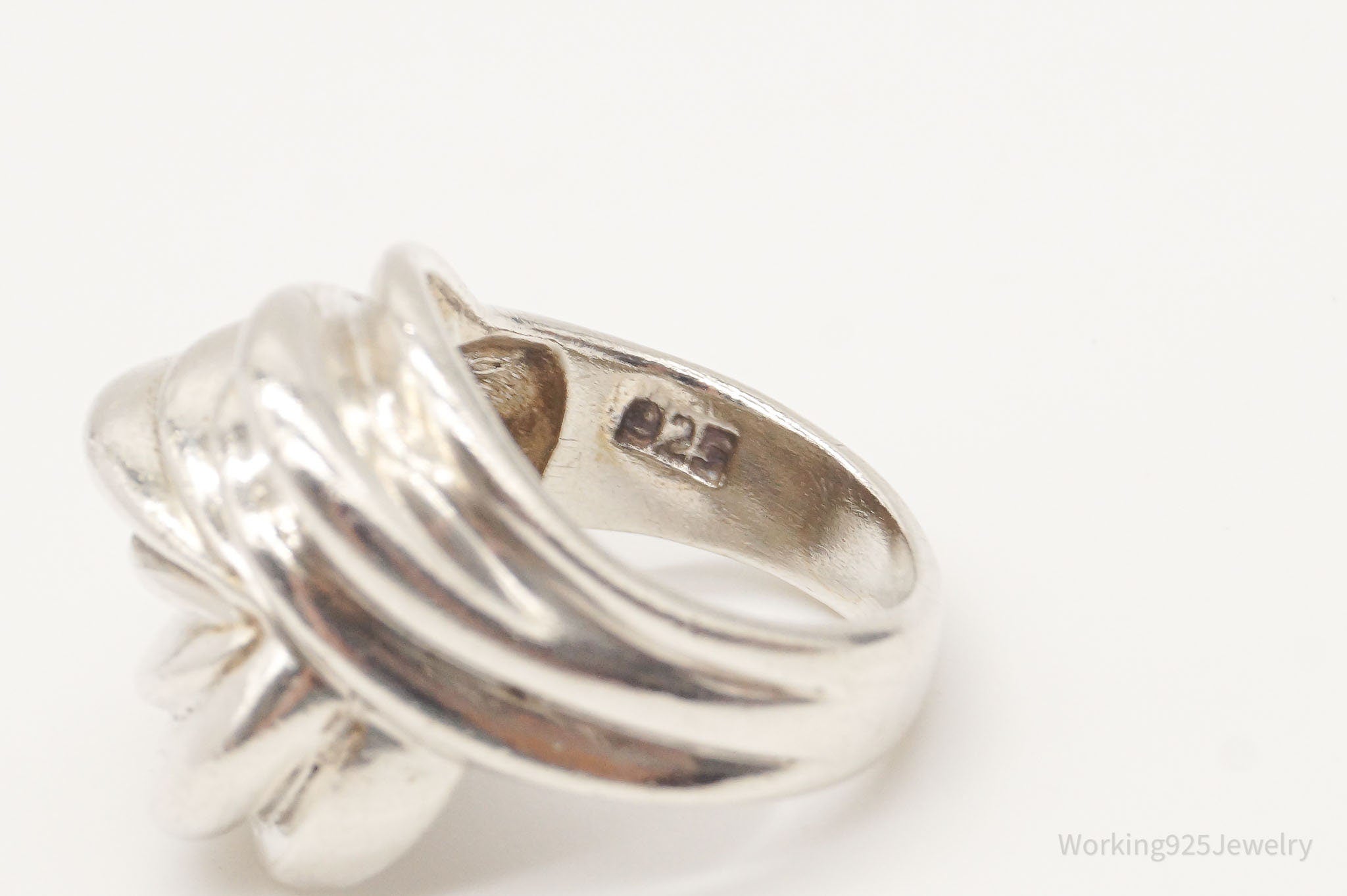 Vintage Modernist Sleek Puffy Sterling Silver Ring - Size 5