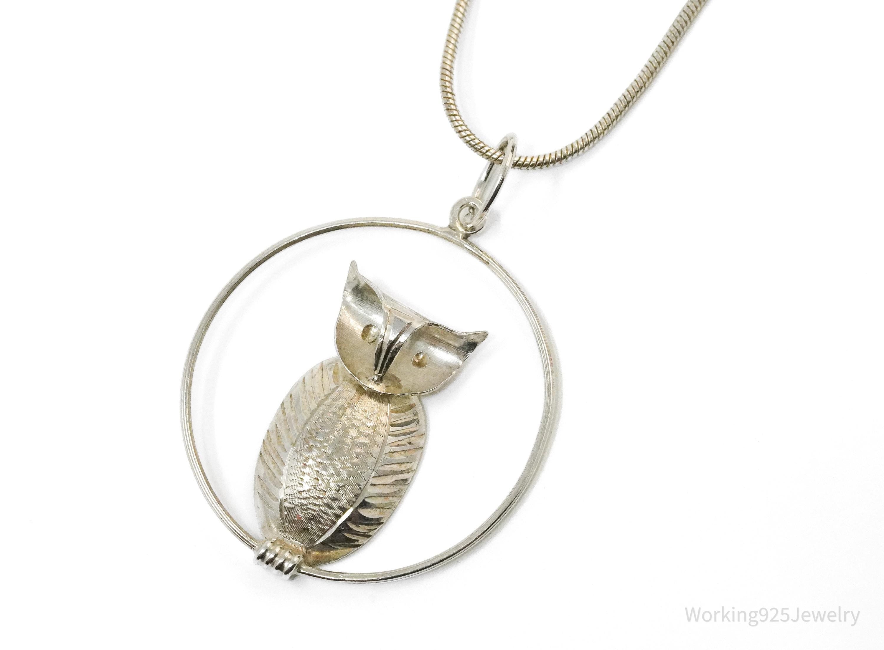Vintage Owl Sterling Silver Necklace 20"