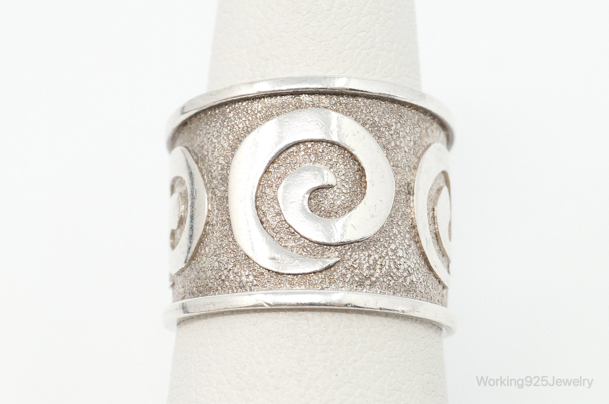 Vintage Swirl Scroll Design Water Bender Sterling Silver Band Ring Size 7