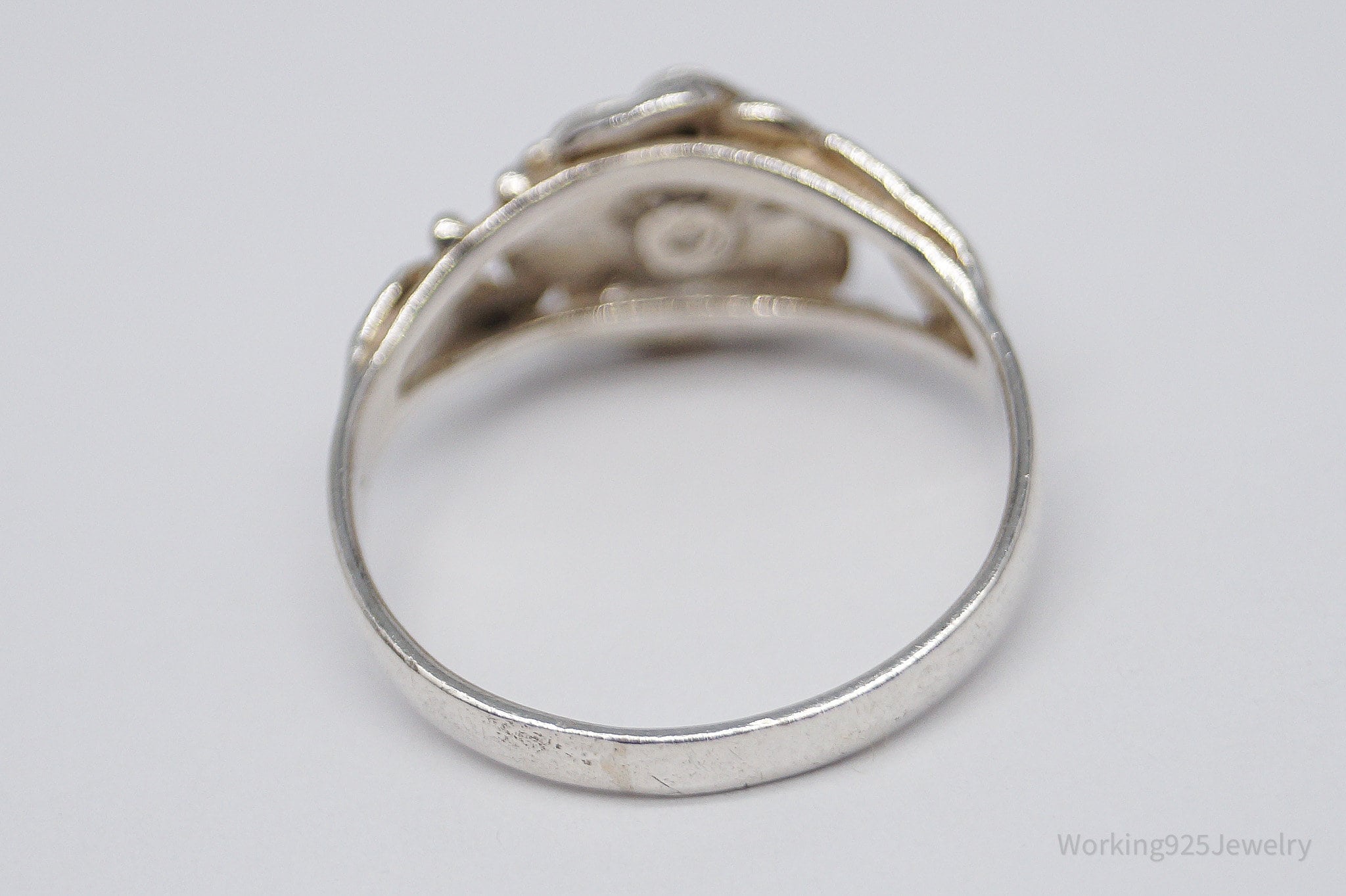 Vintage Rose Flower Sterling Silver Ring - Size 7.75