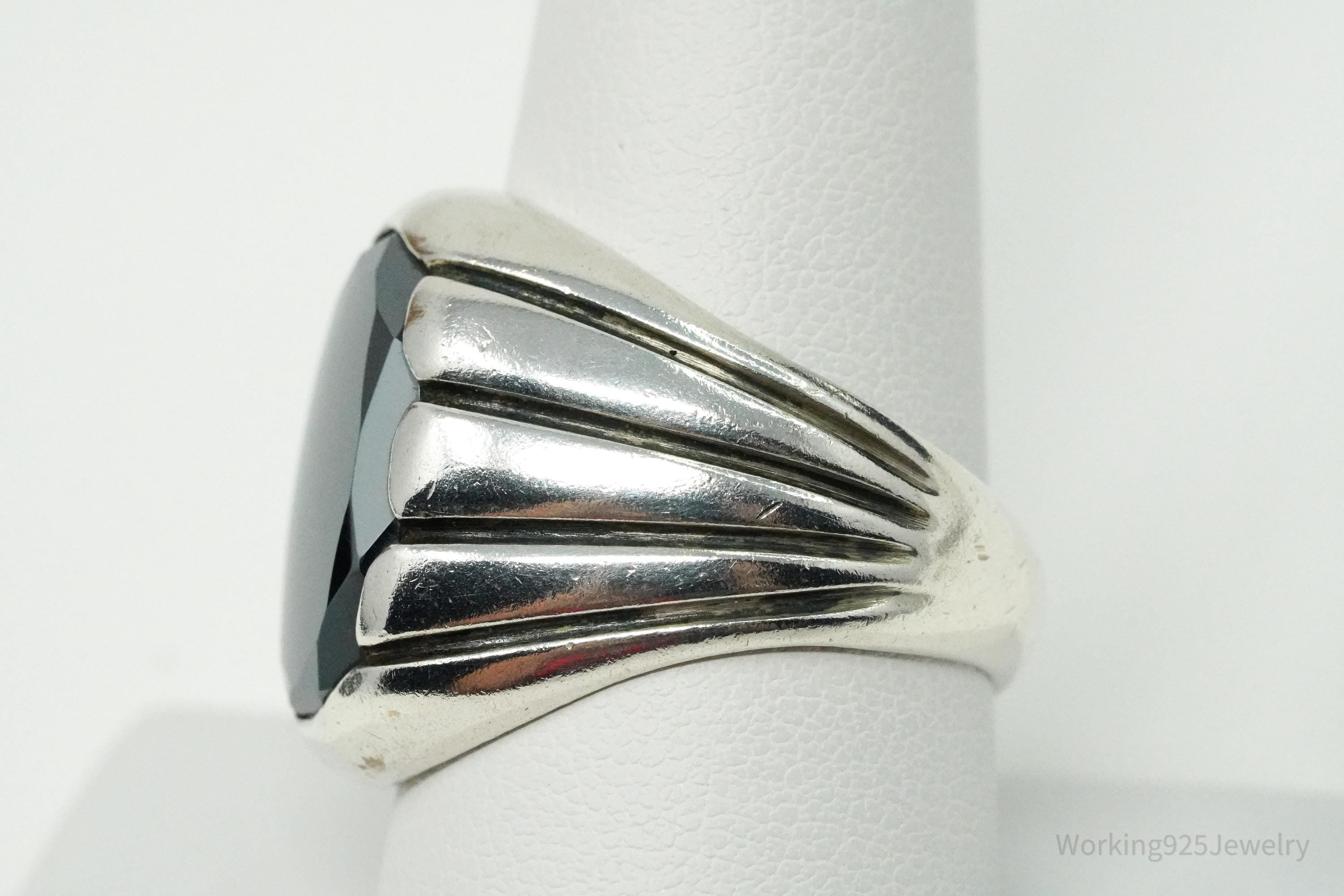 Vintage Designer WM Co Hematite Sterling Silver Ring - Size 9.5