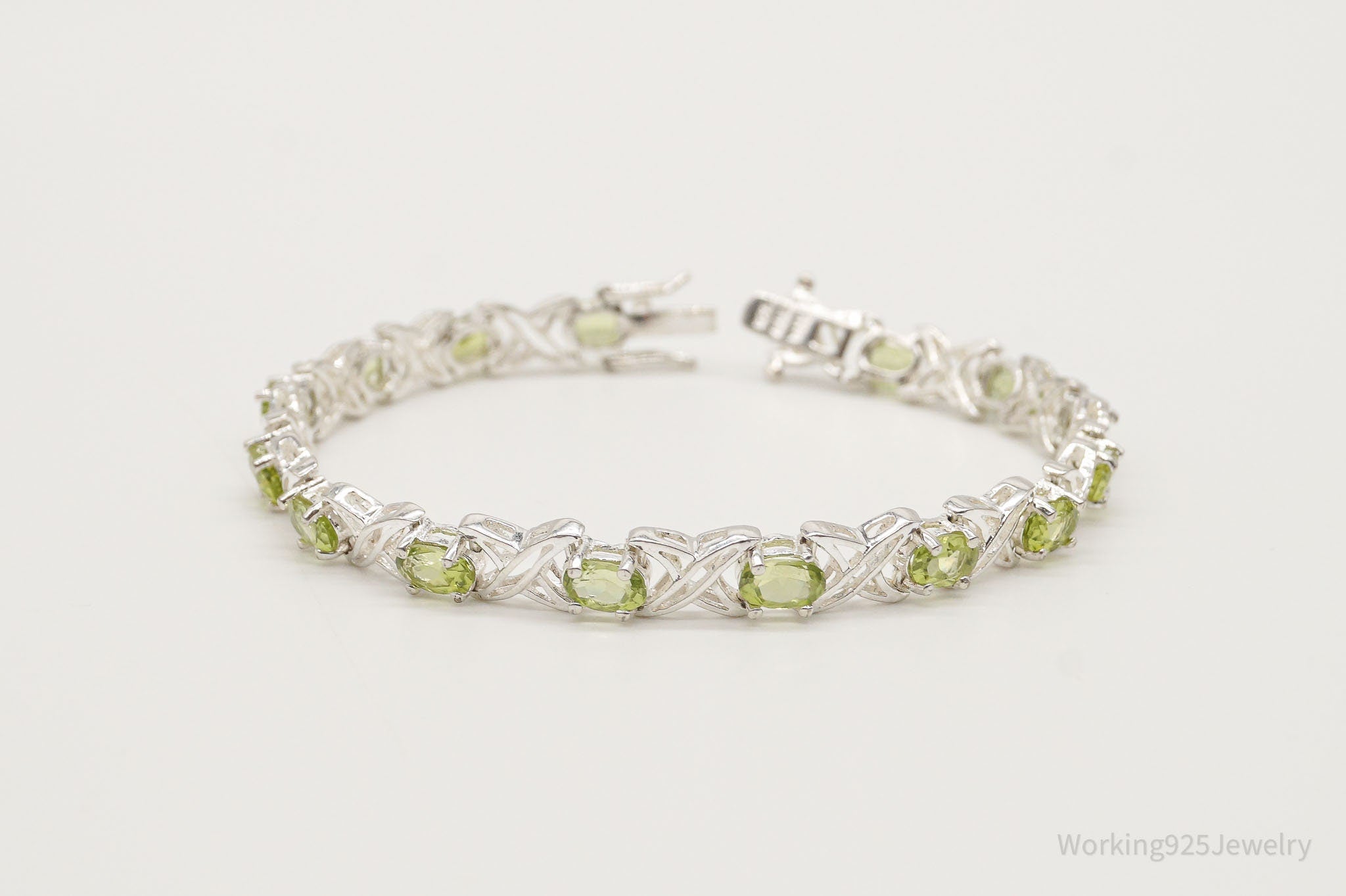 Vintage Peridot XOXO Sterling Silver Bracelet