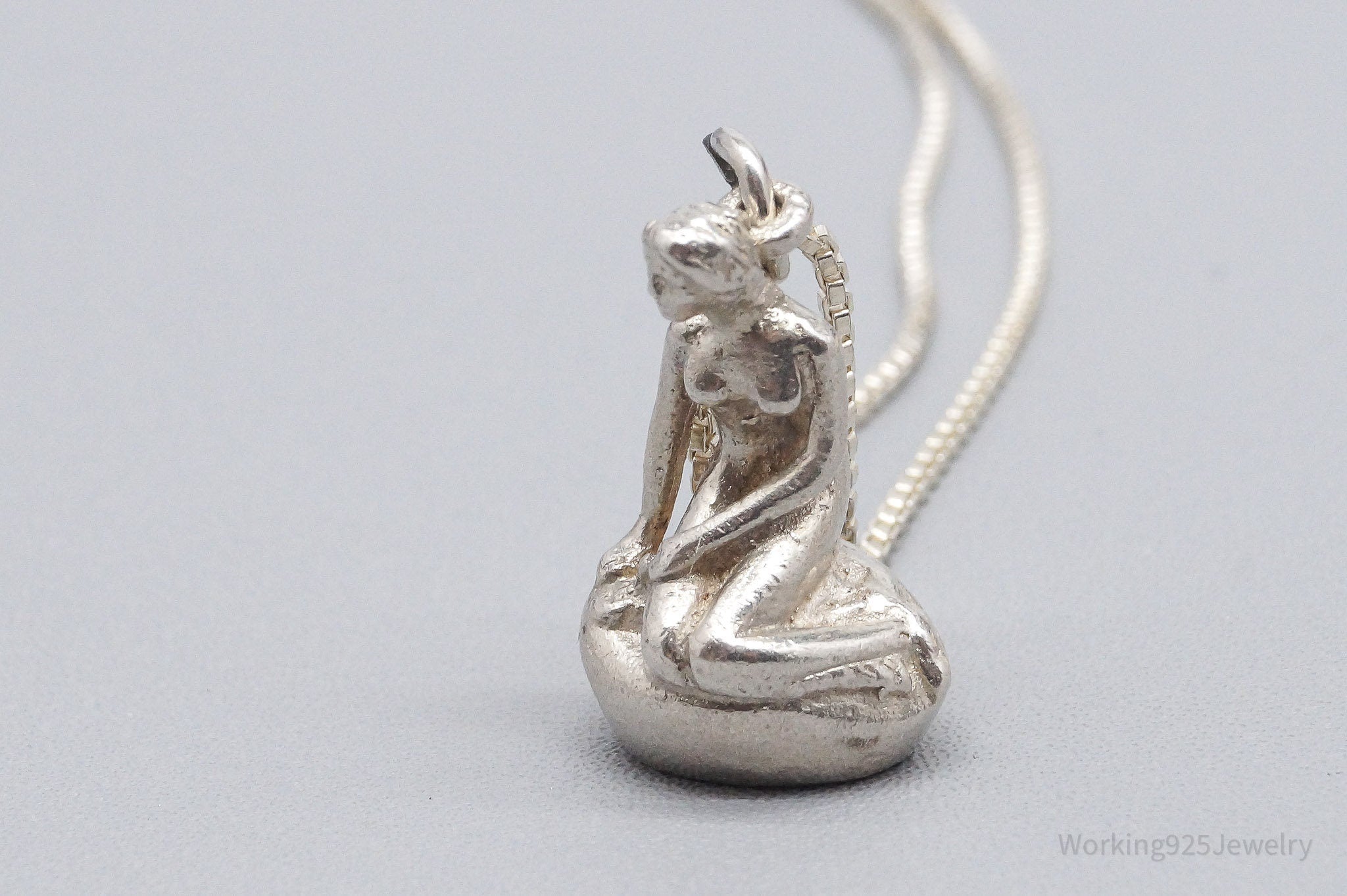 Vintage Denmark Bernard Hertz Lady In The Harbor Sterling Silver Necklace 18"