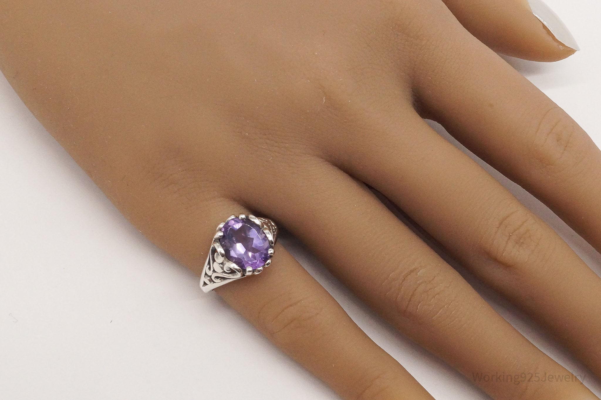 Vintage Designer KABANA Amethyst Sterling Silver Ring - Size 5.75