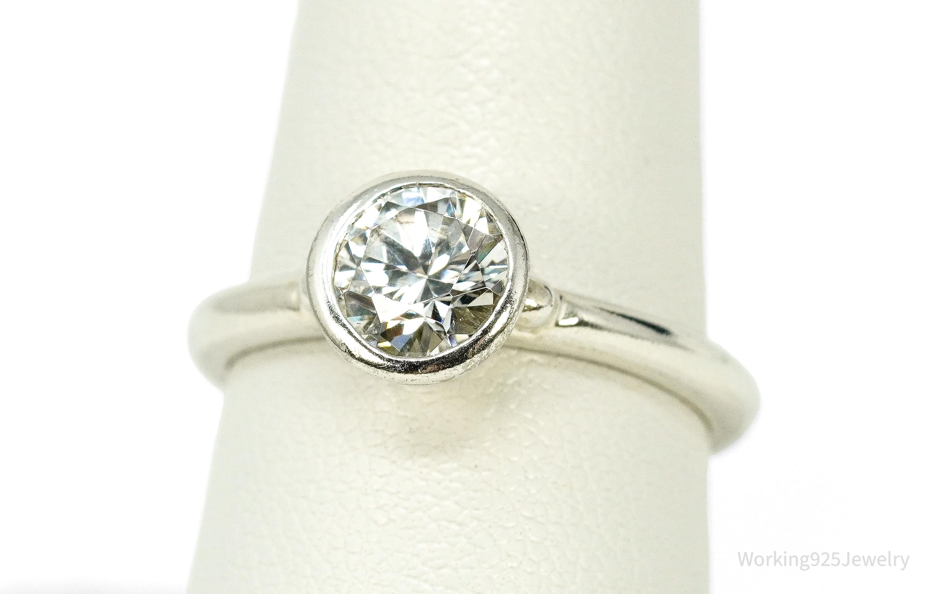 Vintage Cubic Zirconia Sterling Silver Ring Size 8